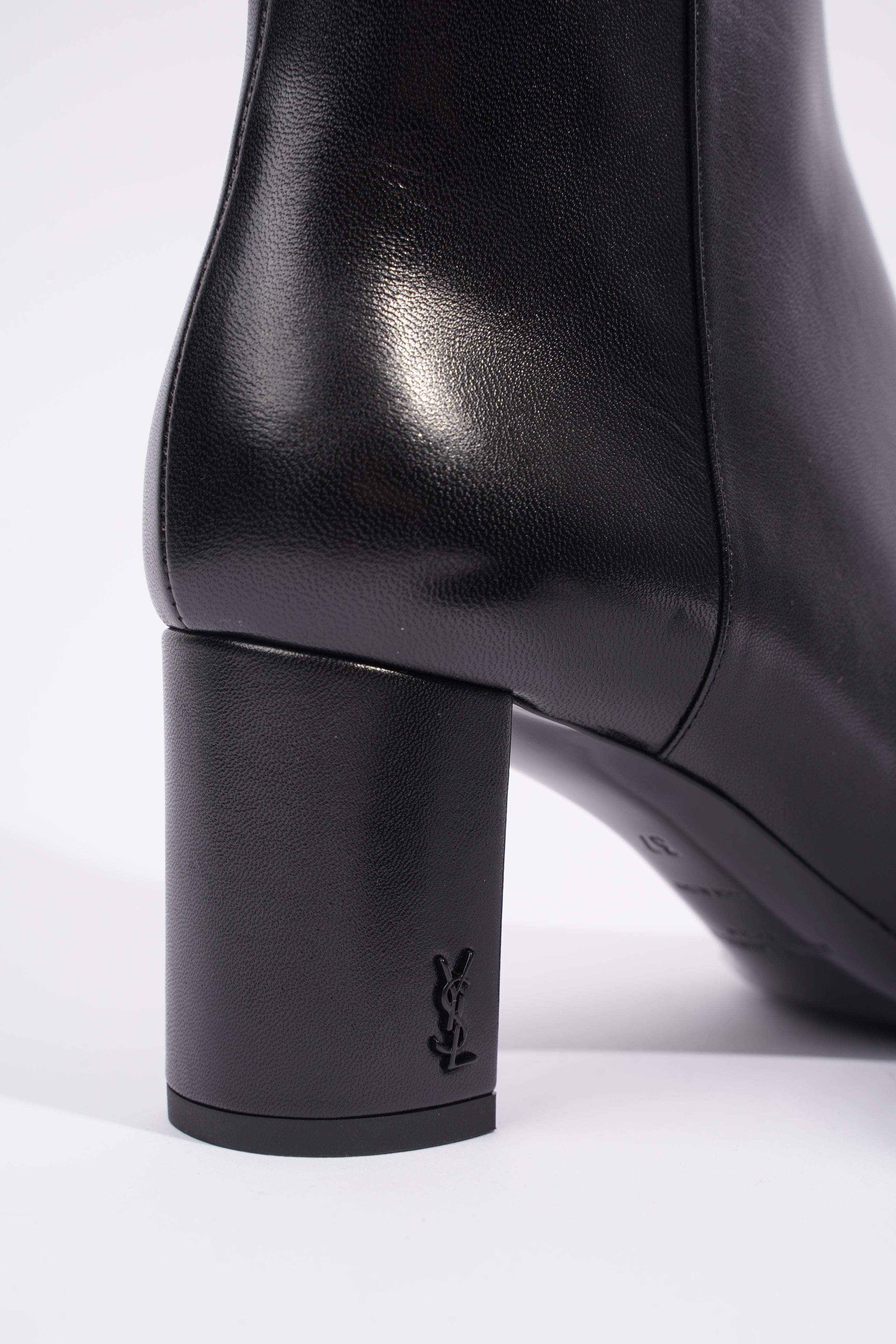 Saint Laurent Lou Ankle Boots Black Leather EU 37 UK 4