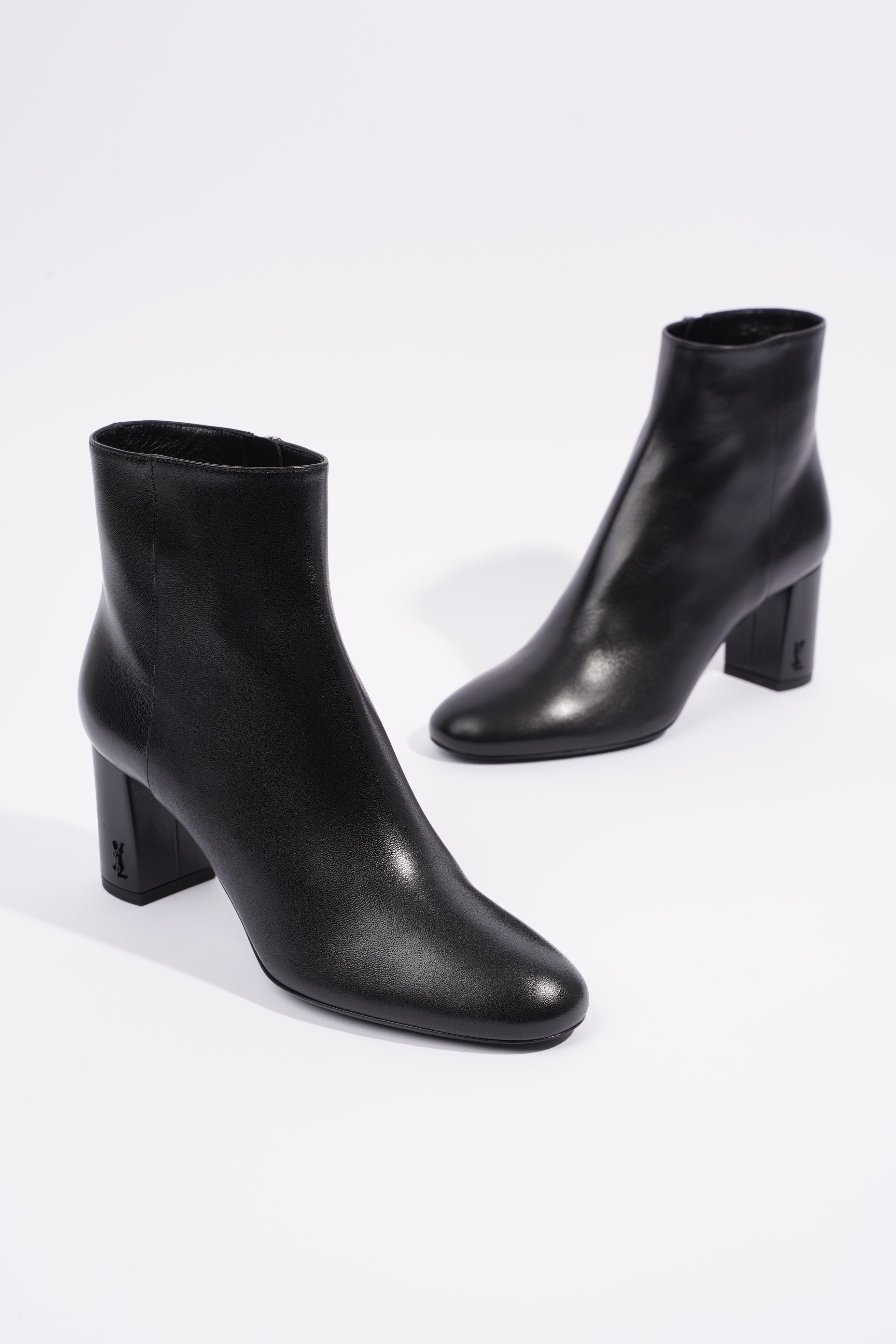 Saint Laurent Lou Ankle Boots Black Leather EU 37 UK 4
