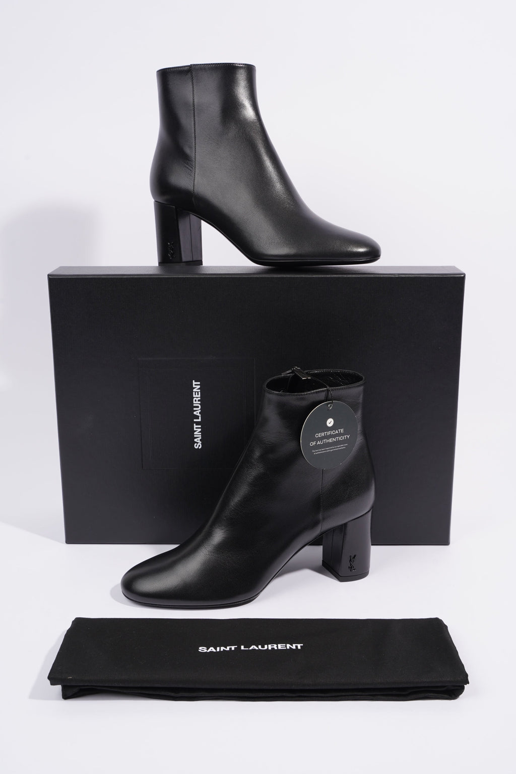 Saint Laurent Lou Ankle Boots Black Leather EU 37 UK 4