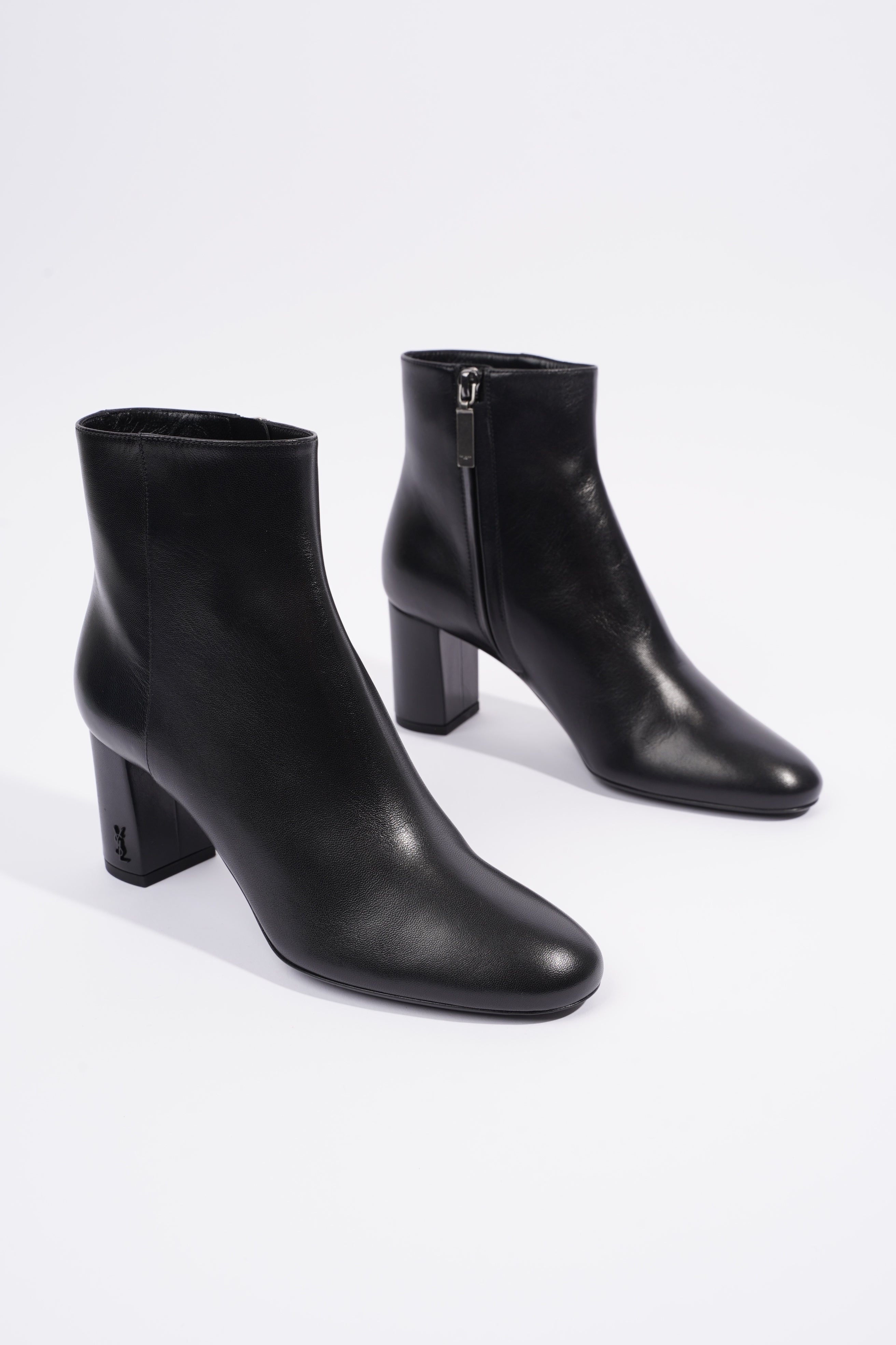 Saint Laurent Lou Ankle Boots Black Leather EU 37 UK 4