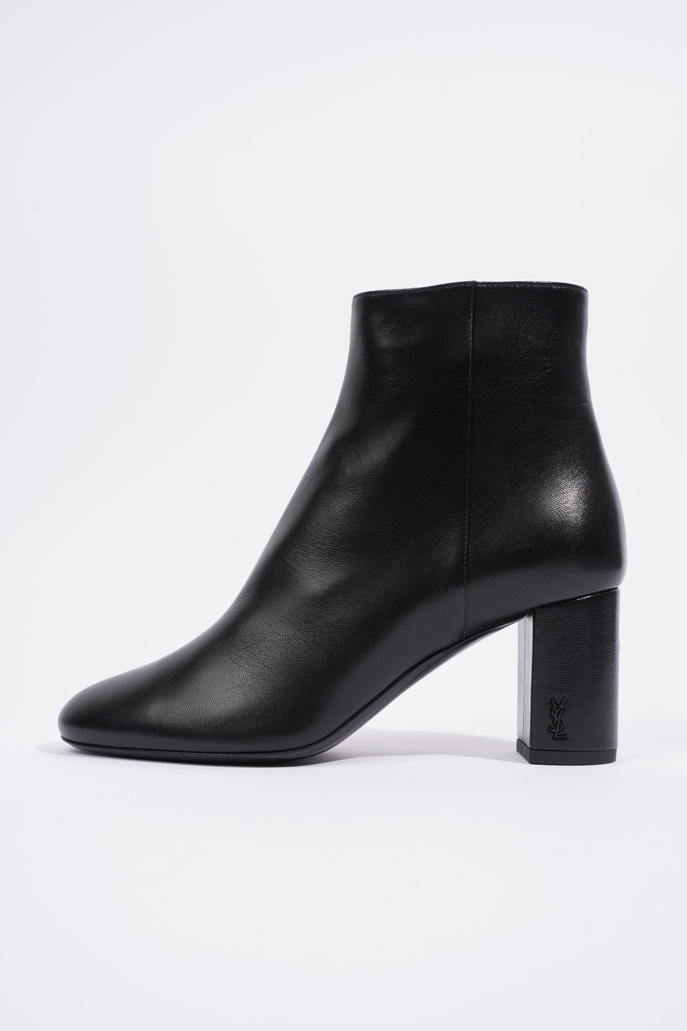 Saint Laurent Lou Ankle Boots Black Leather EU 37 UK 4