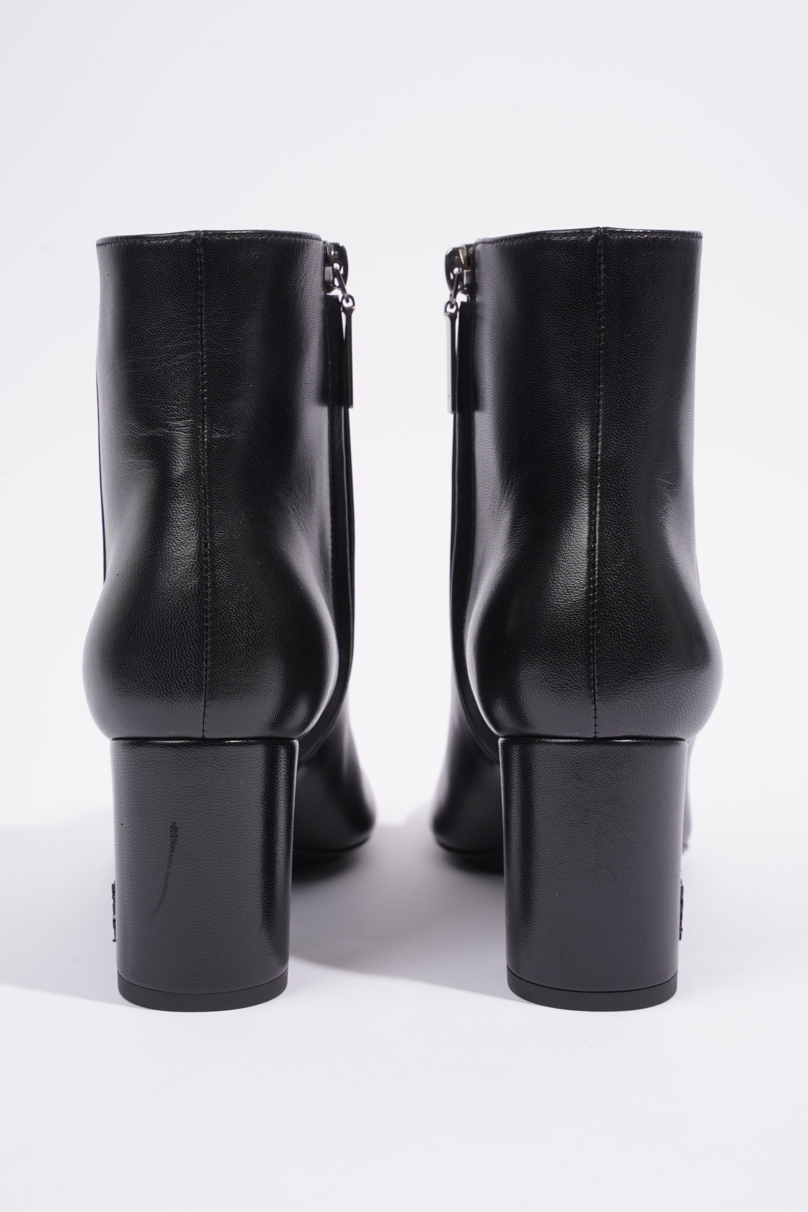 Saint Laurent Lou Ankle Boots Black Leather EU 37 UK 4