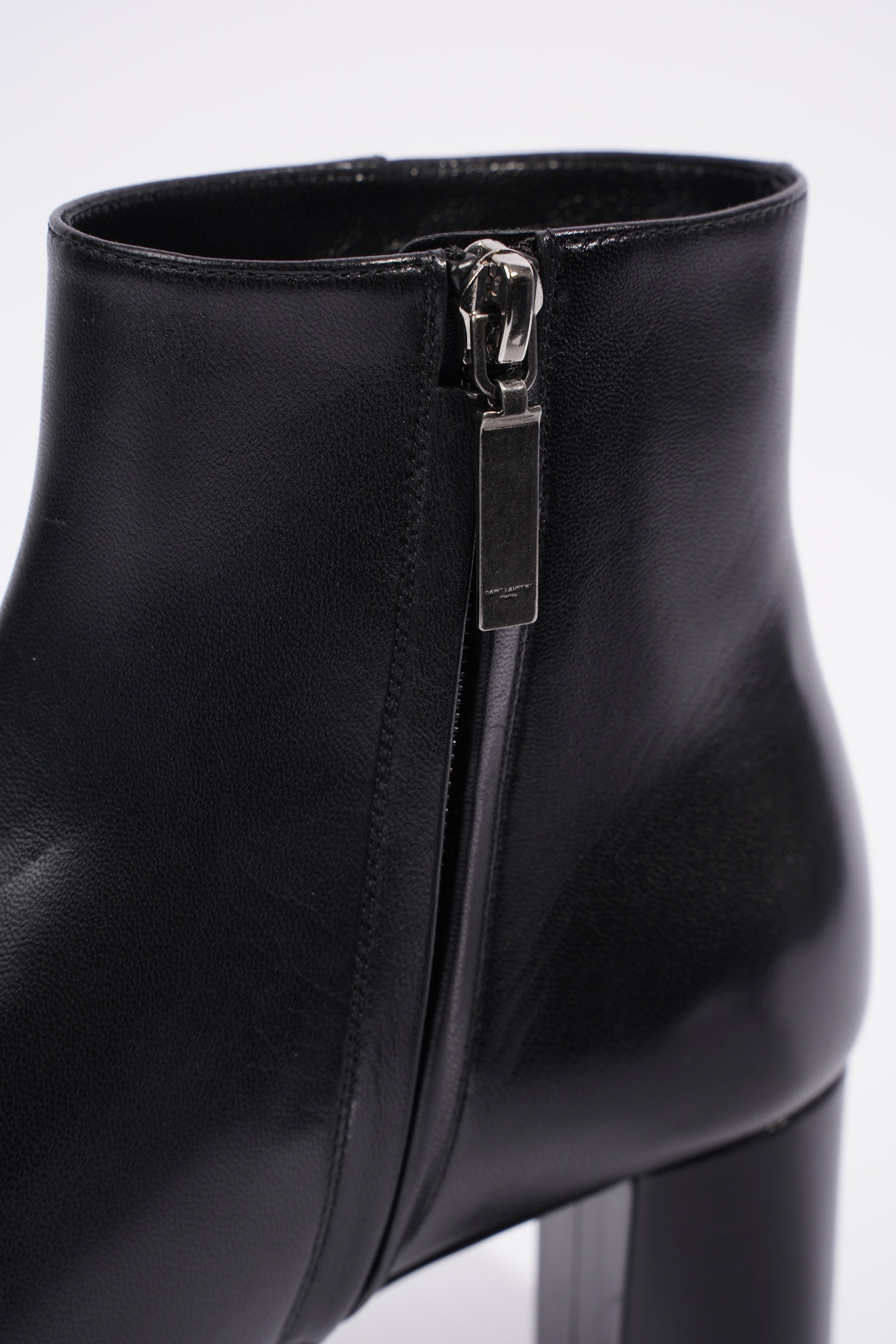 Saint Laurent Lou Ankle Boots Black Leather EU 37 UK 4