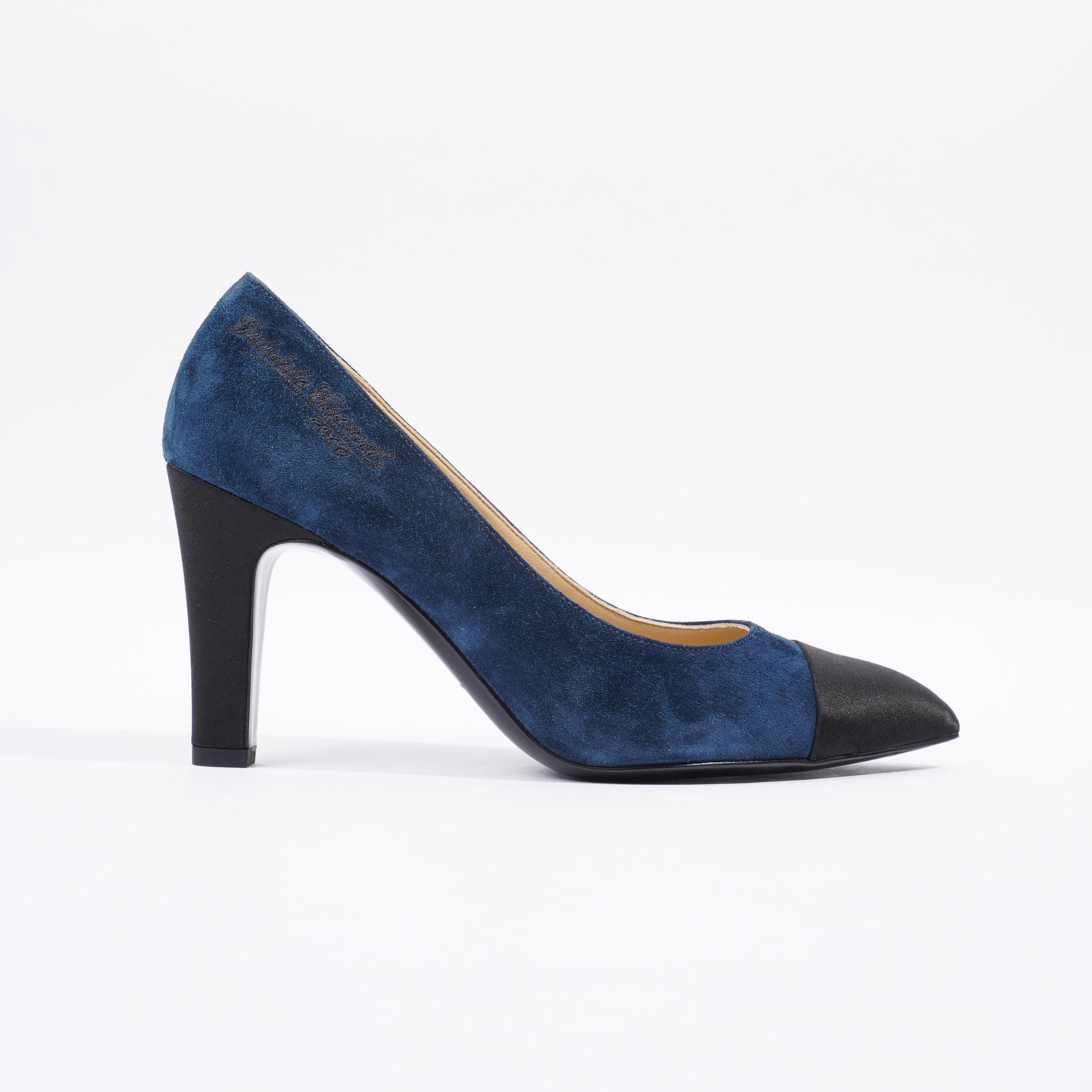 Chanel Gabrielle Coco Heels 80 Navy / Black Suede EU 37 UK 4