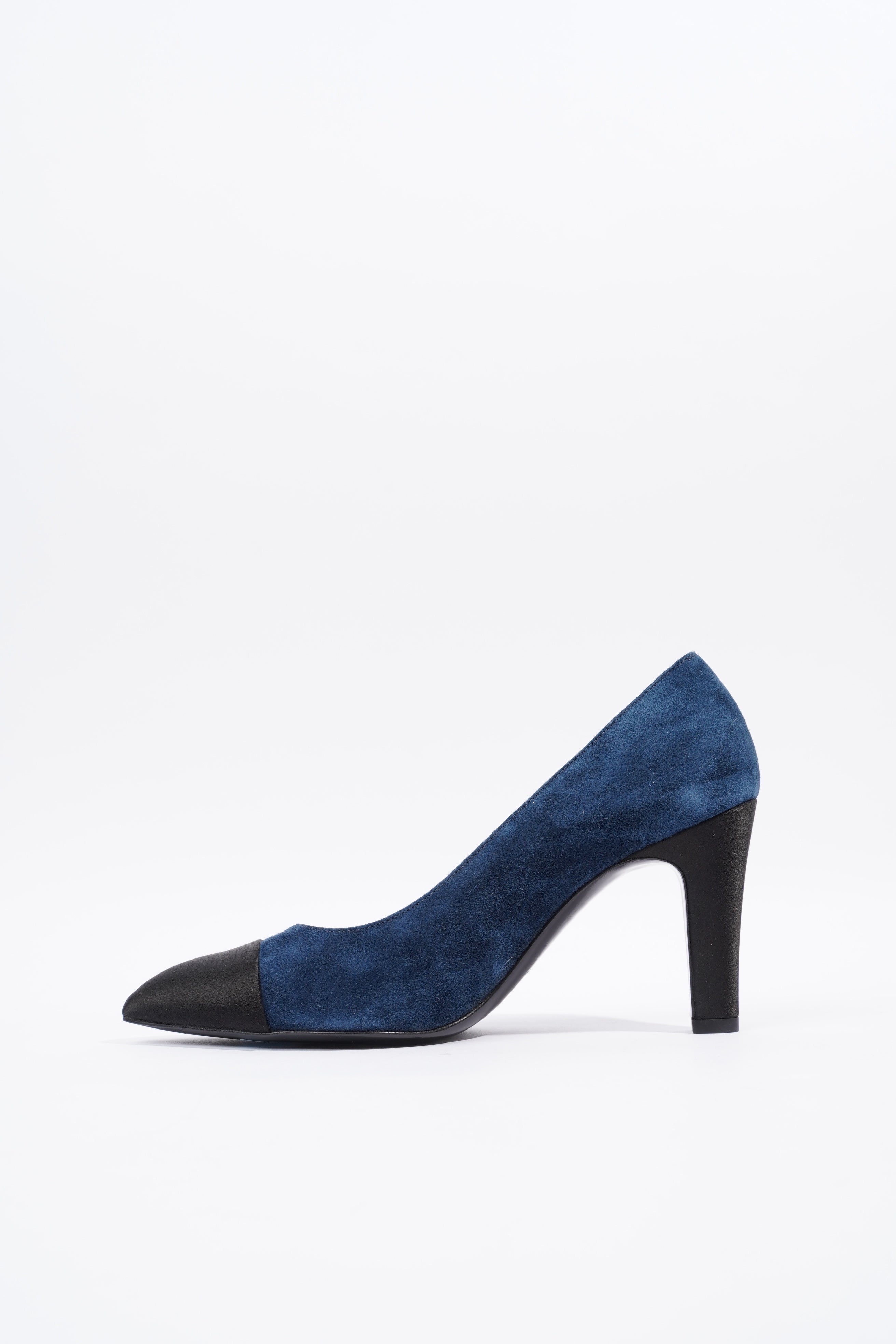Chanel Gabrielle Coco Heels 80 Navy / Black Suede EU 37 UK 4