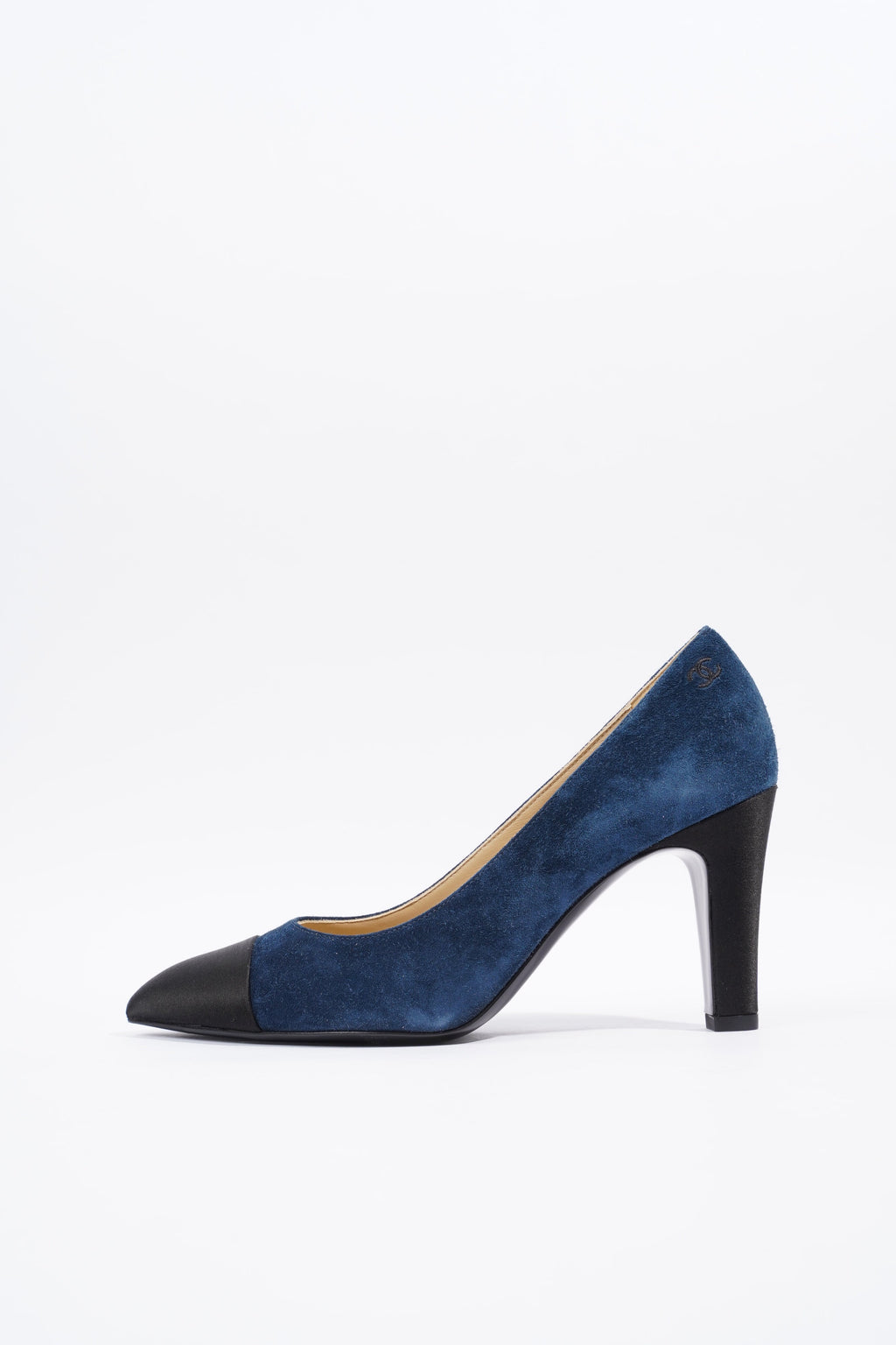 Chanel Gabrielle Coco Heels 80 Navy / Black Suede EU 37 UK 4