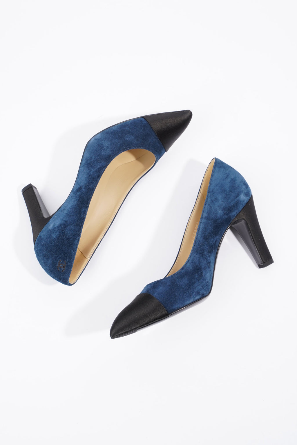 Chanel Gabrielle Coco Heels 80 Navy / Black Suede EU 37 UK 4
