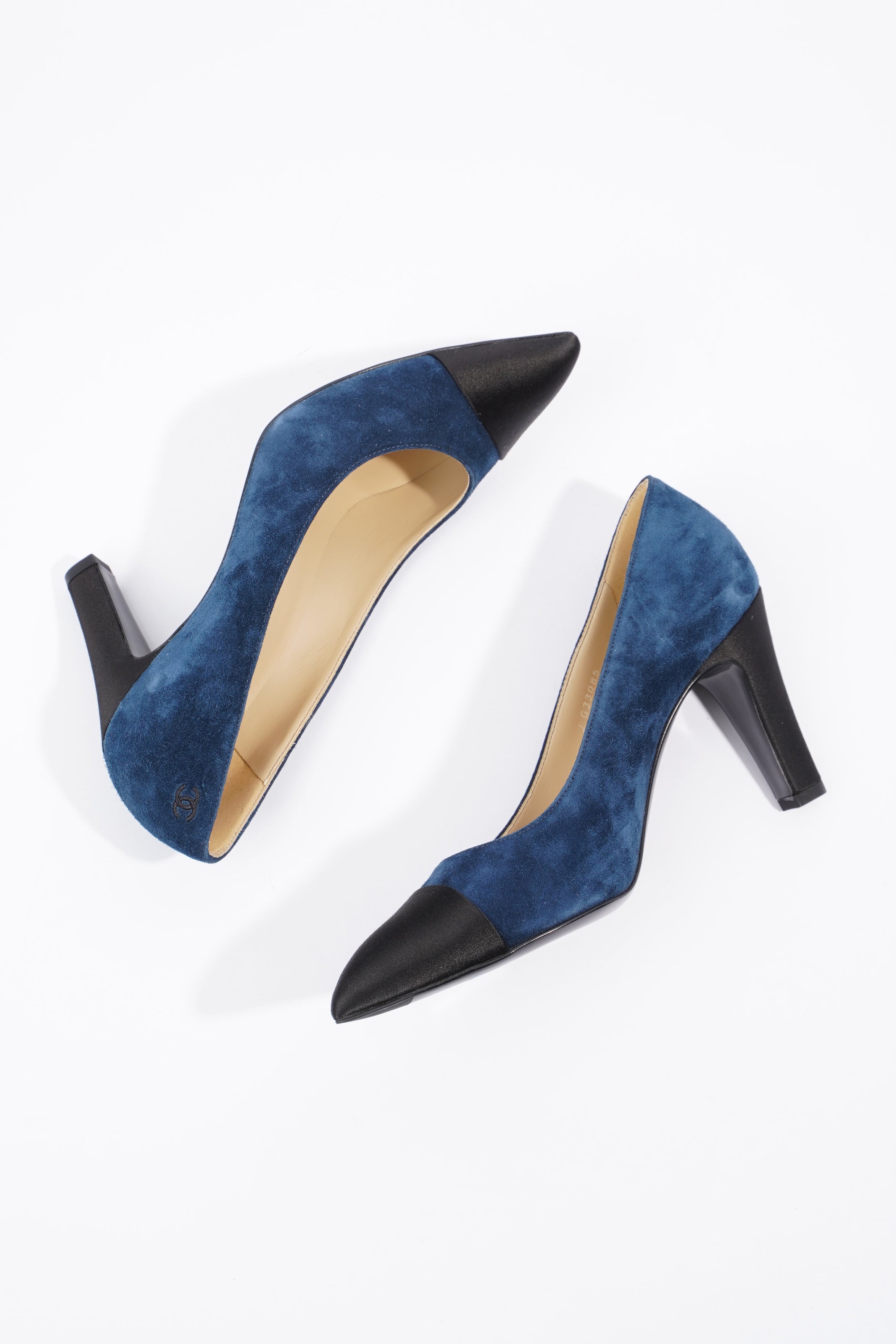 Chanel Gabrielle Coco Heels 80 Navy / Black Suede EU 37 UK 4