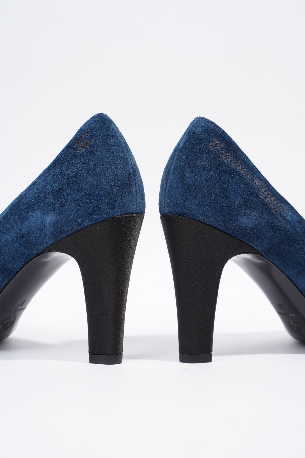 Chanel Gabrielle Coco Heels 80 Navy / Black Suede EU 37 UK 4