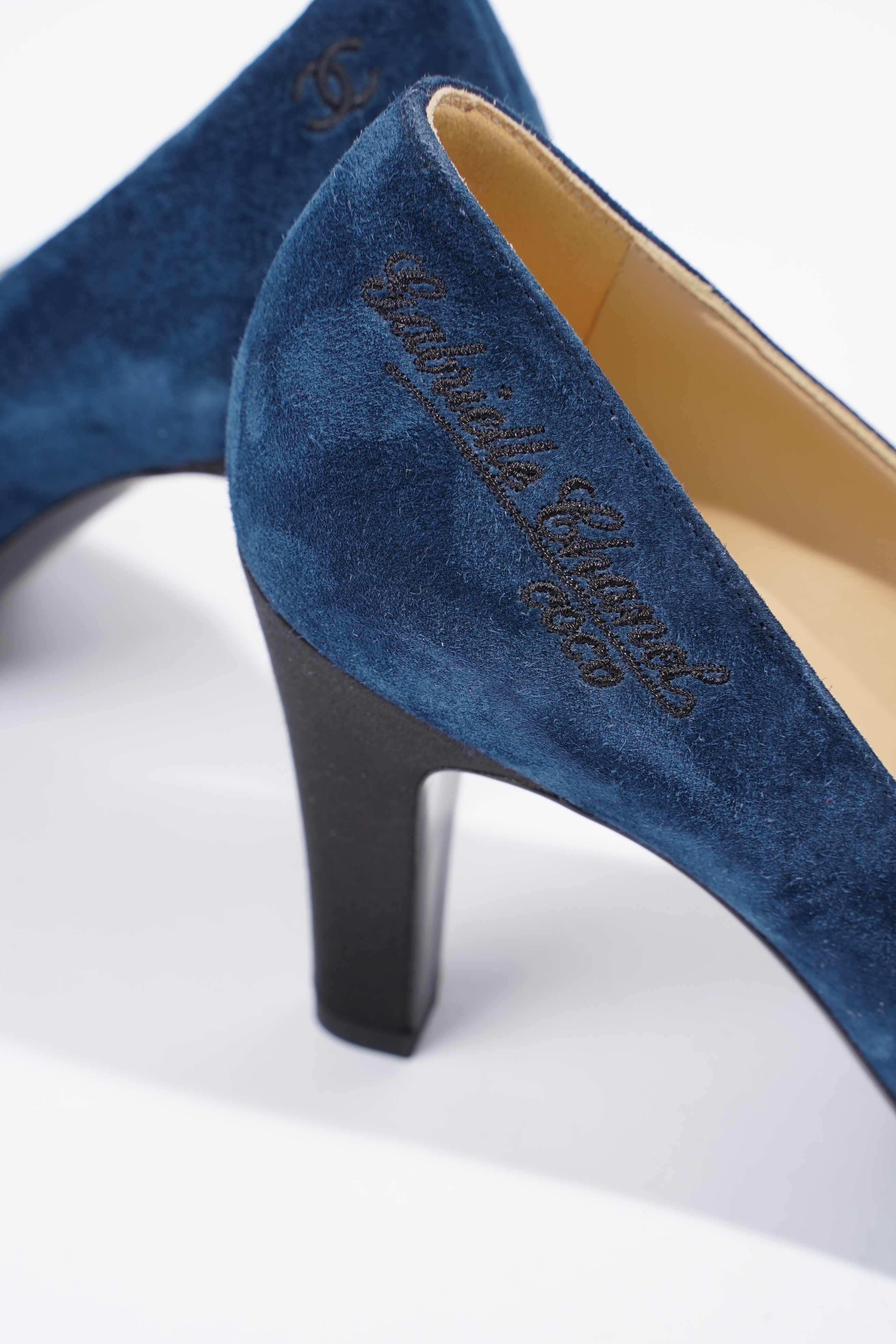 Chanel Gabrielle Coco Heels 80 Navy / Black Suede EU 37 UK 4