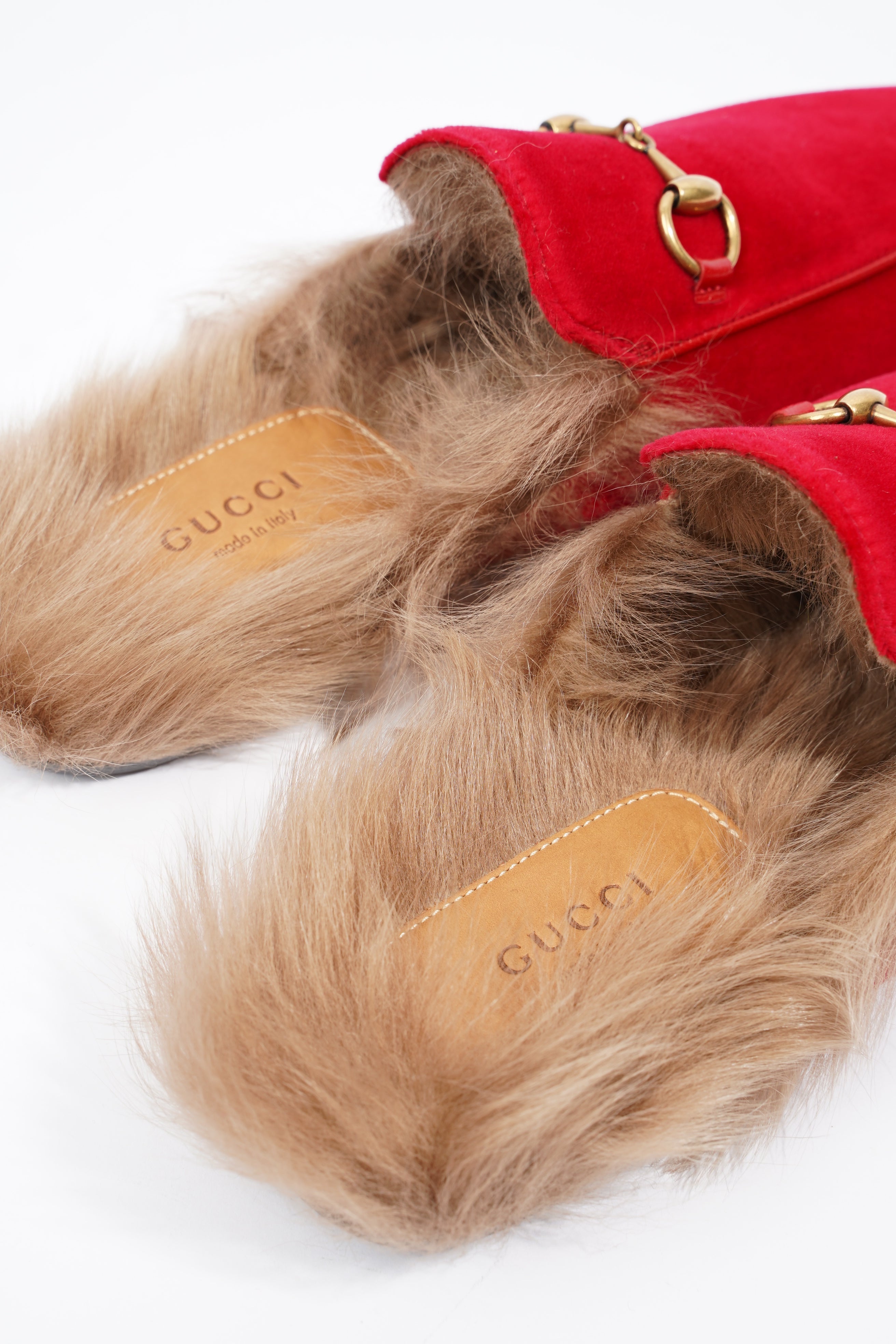 Gucci Princetown Fur Red Velvet EU 37 UK 4