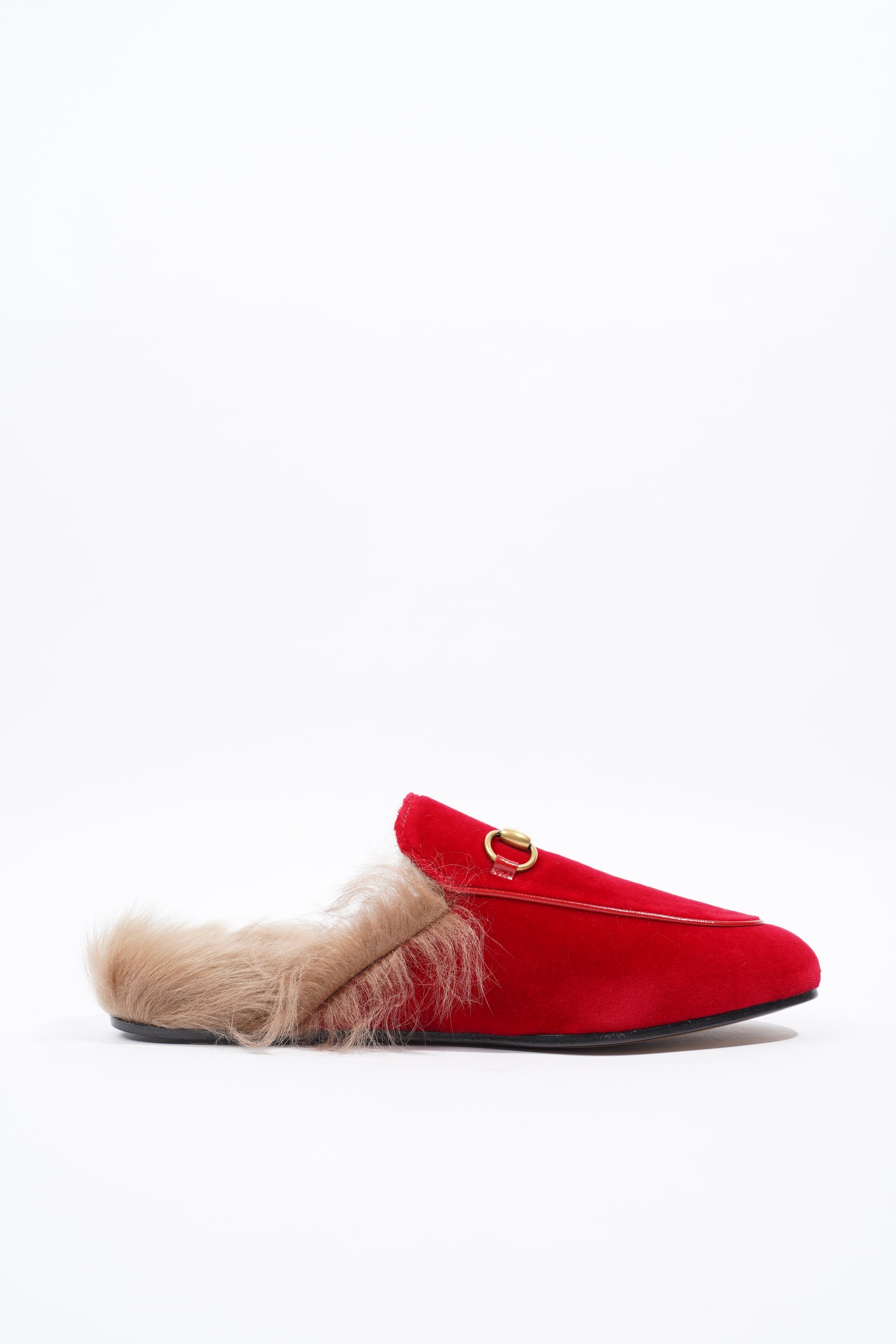Gucci Princetown Fur Red Velvet EU 37 UK 4
