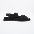 Chanel Quilted Crystal CC Dad Chunky Sandals Black Canvas EU 40.5 UK 7.5
