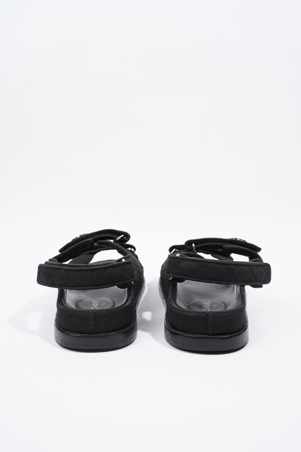 Chanel Quilted Crystal CC Dad Chunky Sandals Black Canvas EU 40.5 UK 7.5