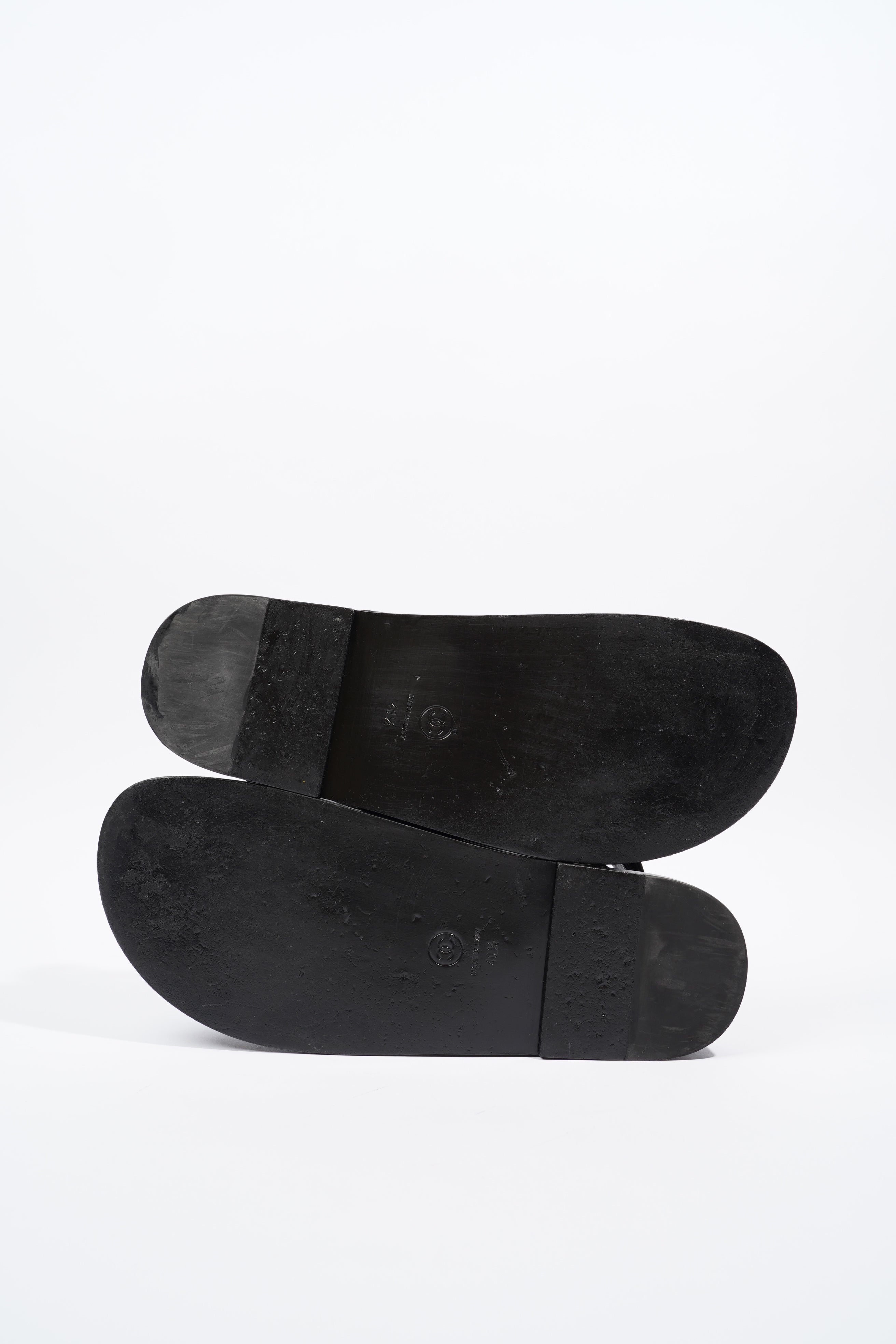 Chanel Quilted Crystal CC Dad Chunky Sandals Black Canvas EU 40.5 UK 7.5