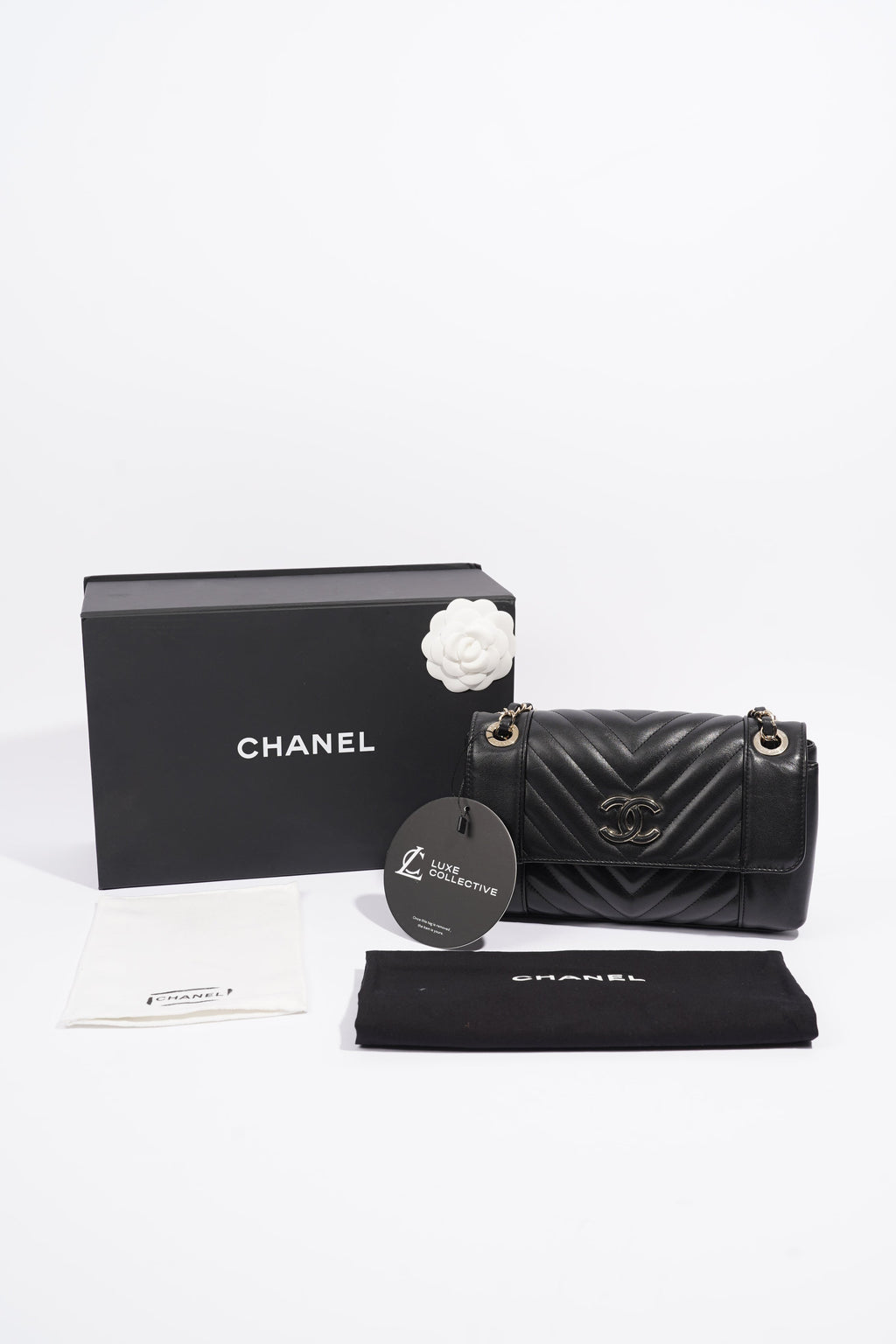 Chanel Chevron Classic Flap Black Leather