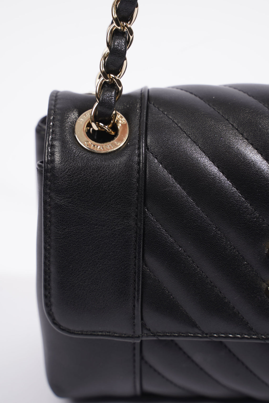 Chanel Chevron Classic Flap Black Leather