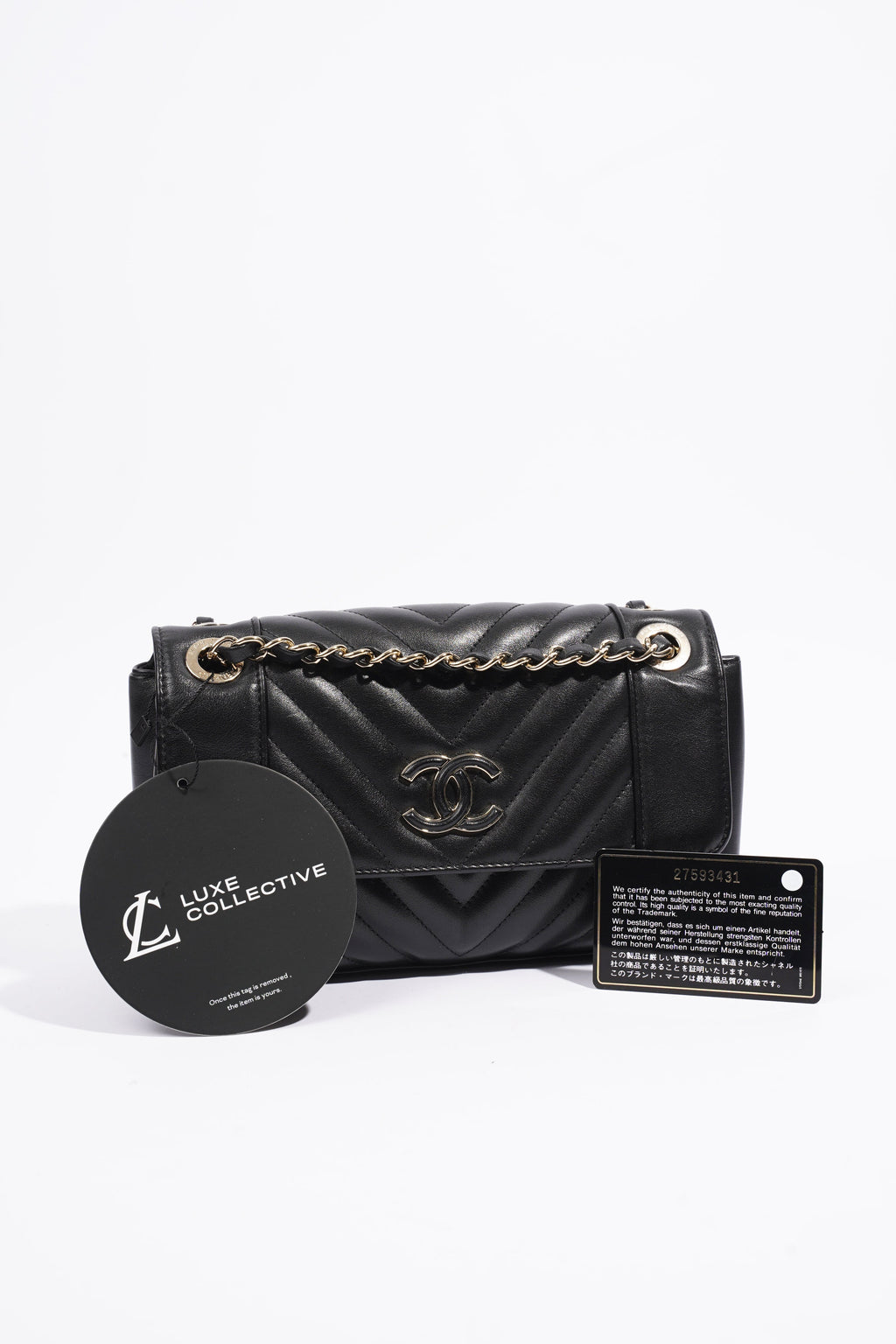Chanel Chevron Classic Flap Black Leather