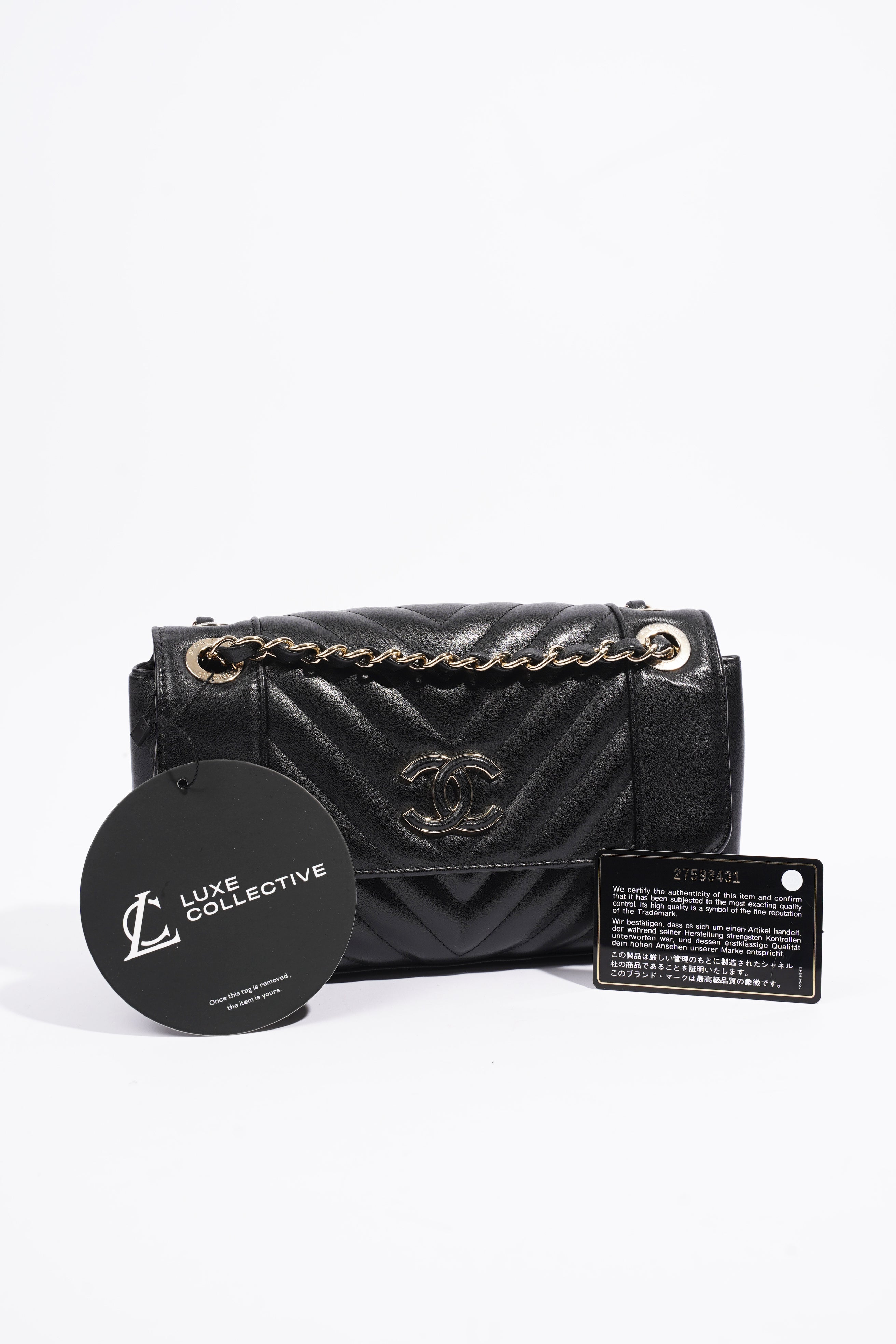 Chanel Chevron Classic Flap Black Leather