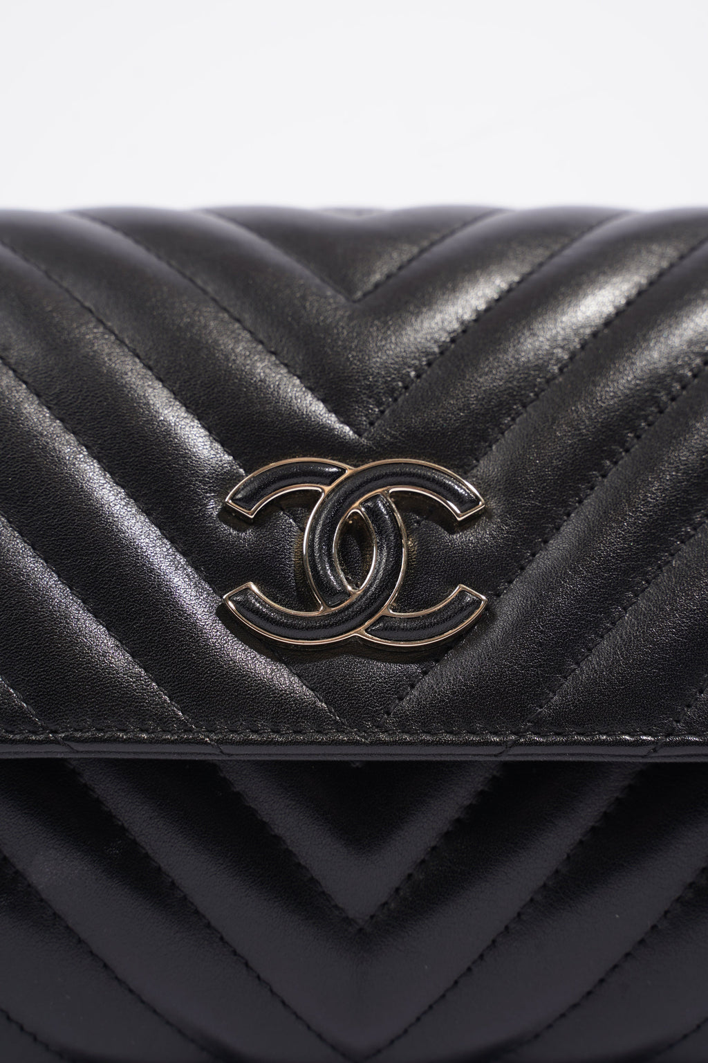 Chanel Chevron Classic Flap Black Leather