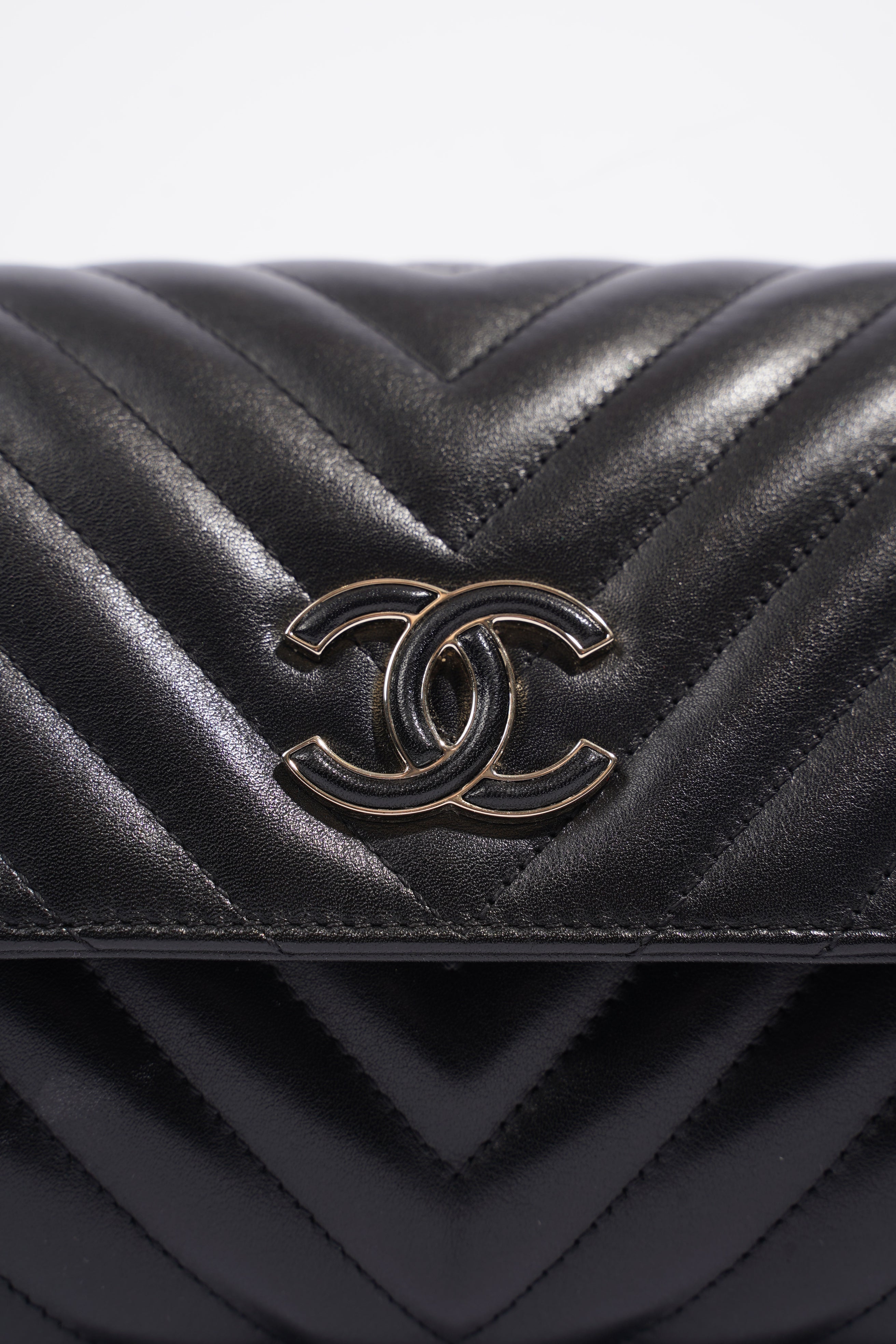 Chanel Chevron Classic Flap Black Leather