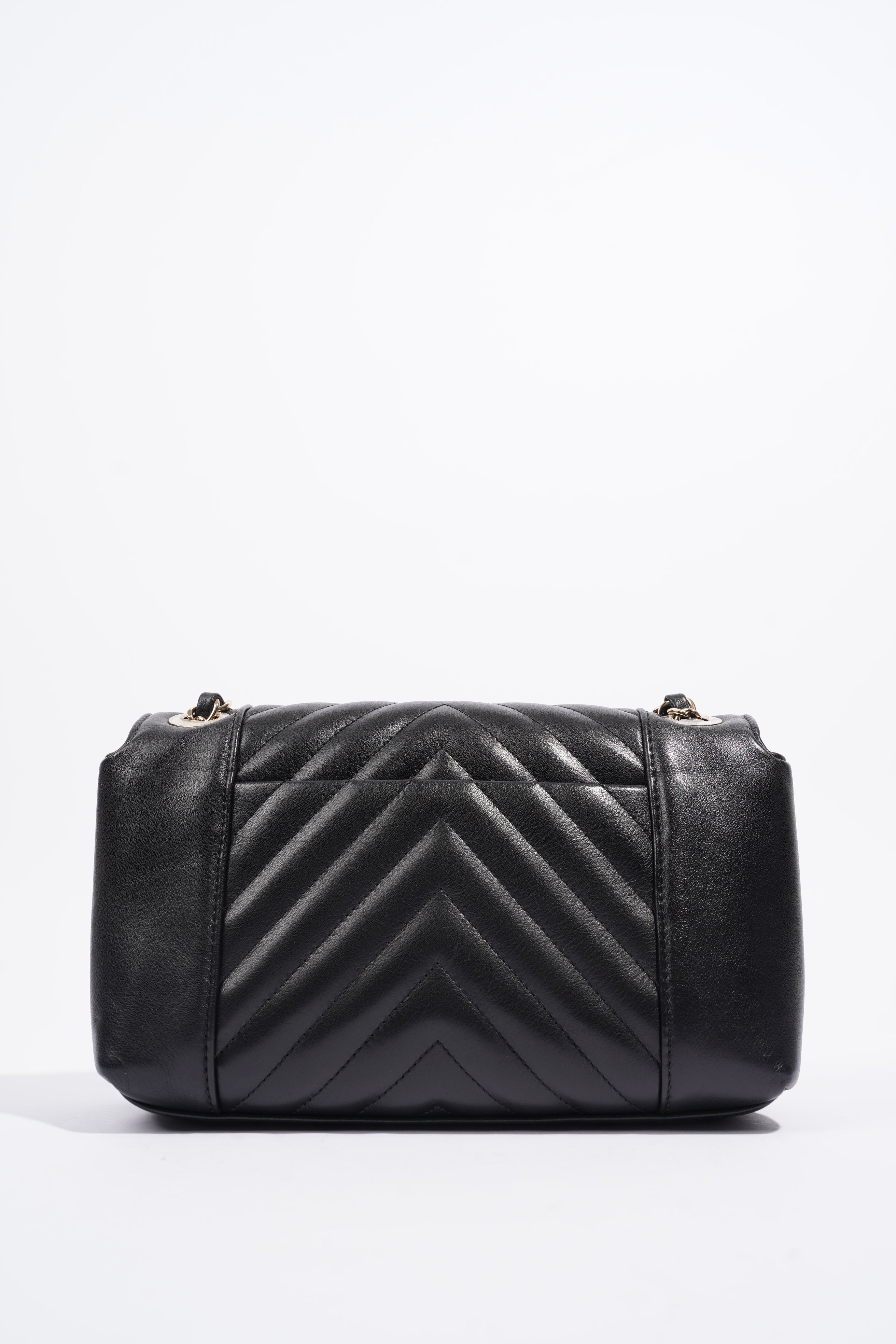 Chanel Chevron Classic Flap Black Leather