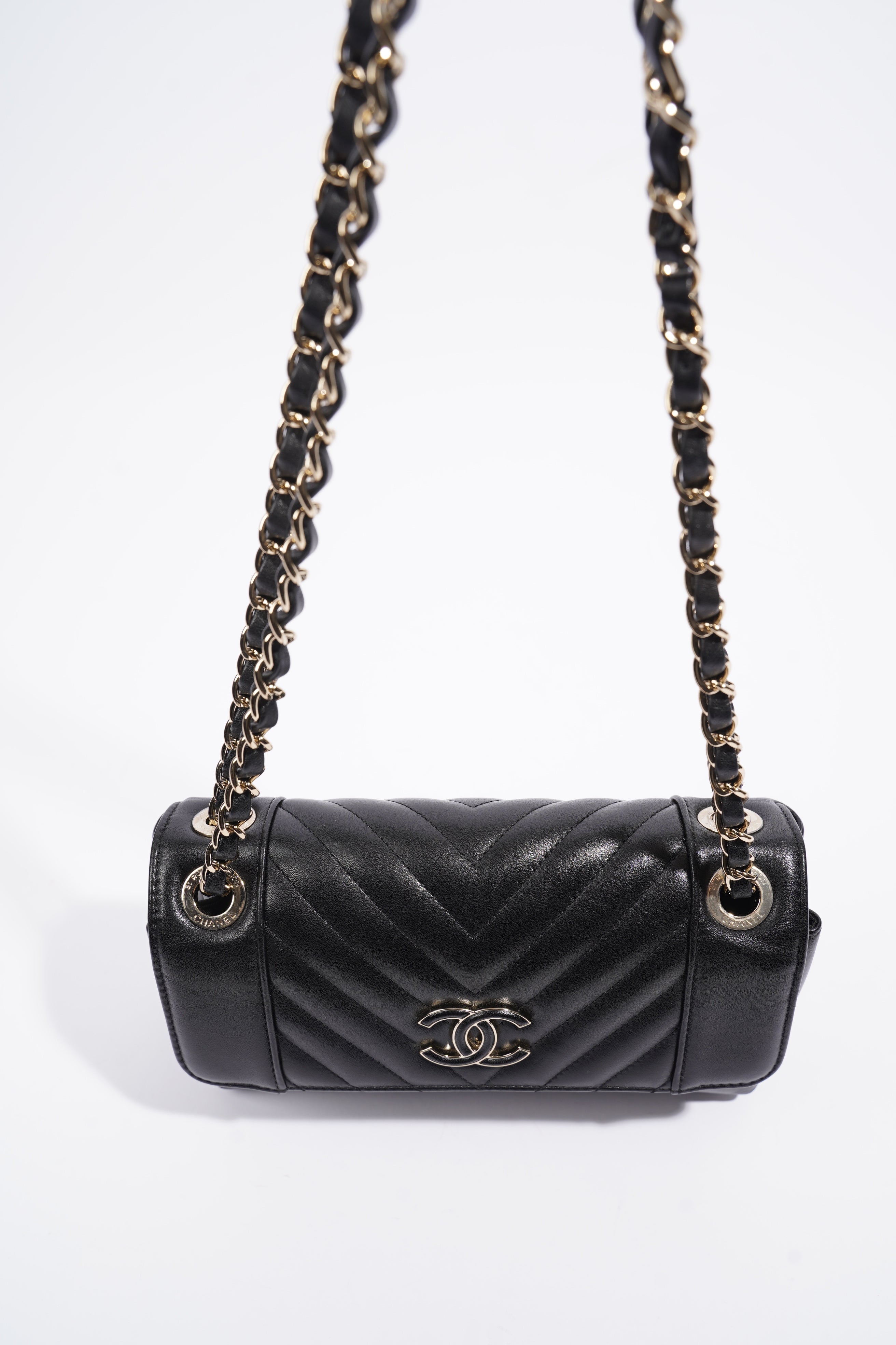 Chanel Chevron Classic Flap Black Leather