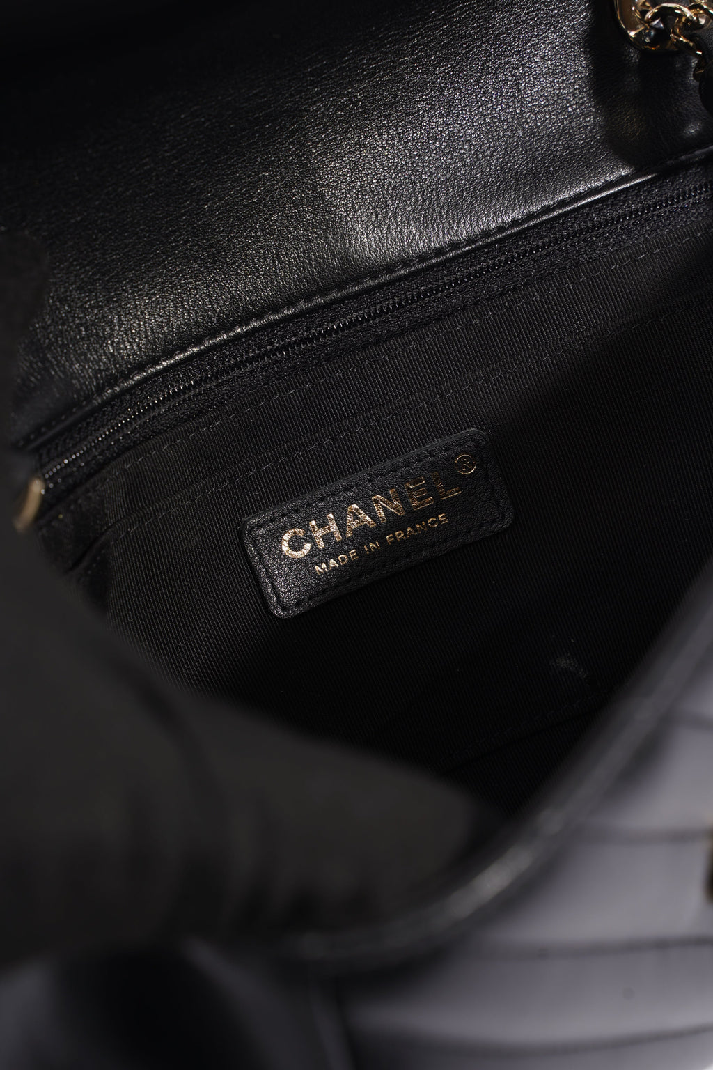 Chanel Chevron Classic Flap Black Leather