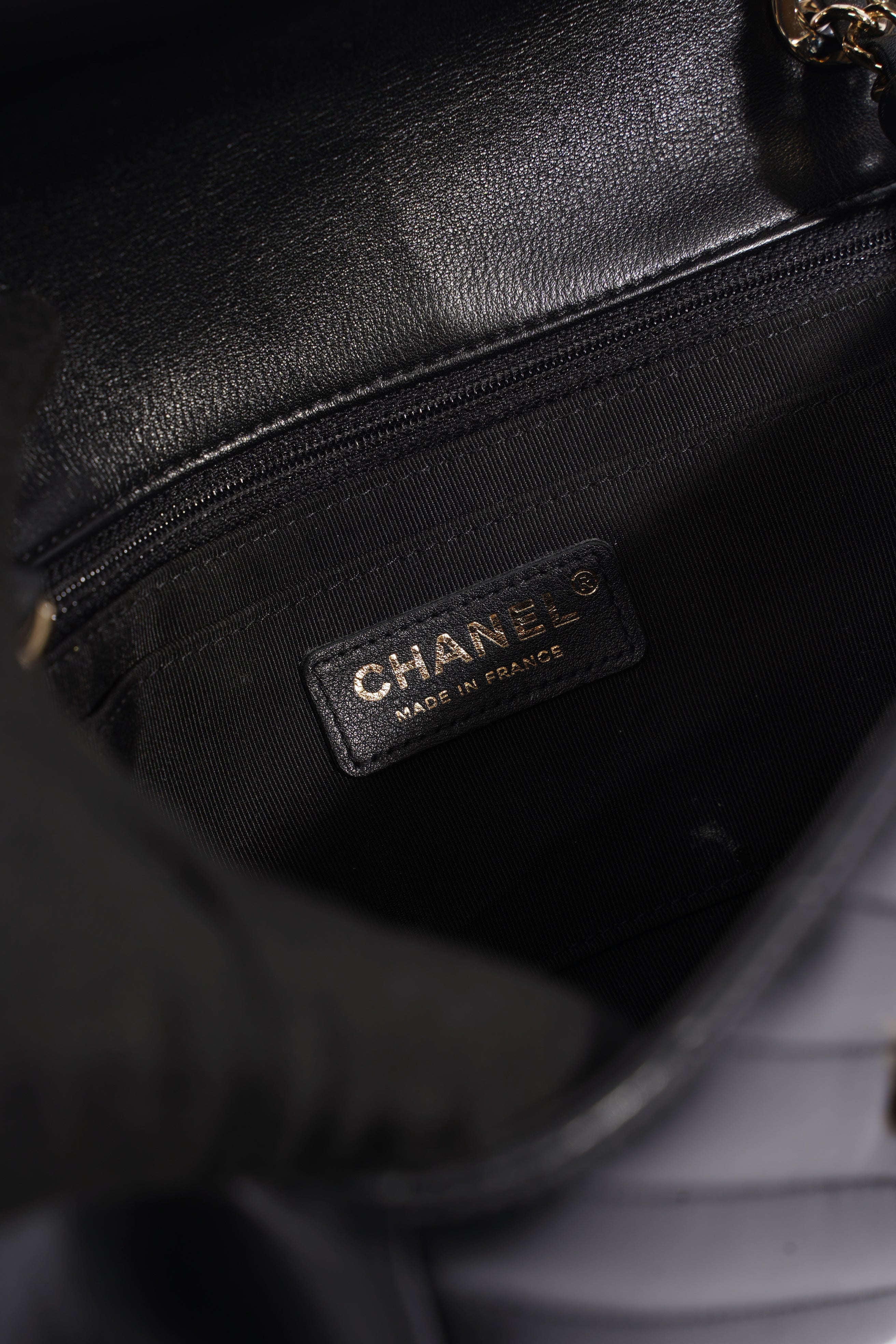 Chanel Chevron Classic Flap Black Leather