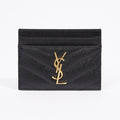 Saint Laurent Cassandre Card Holder Black Grained Leather