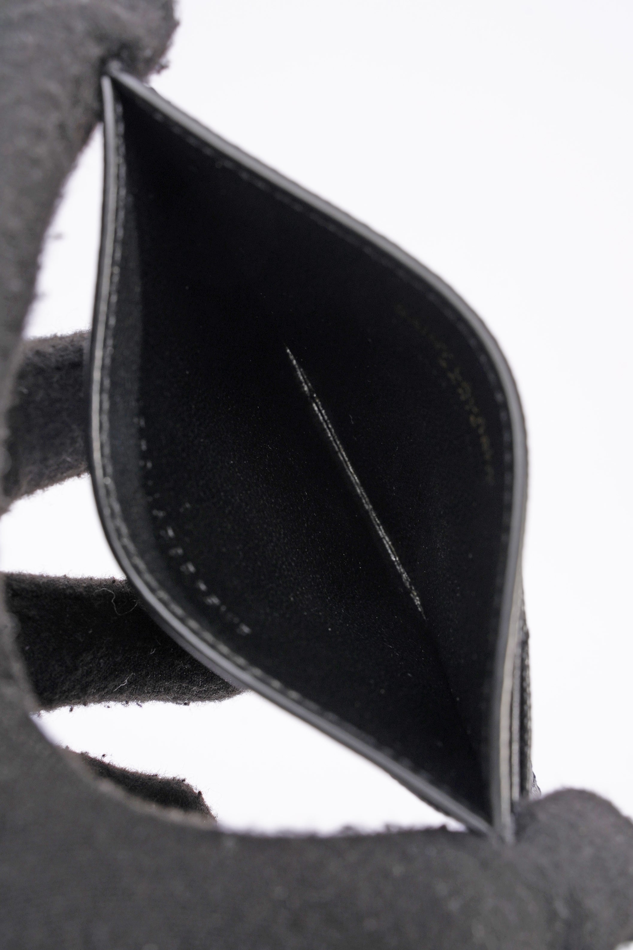 Saint Laurent Cassandre Card Holder Black Grained Leather