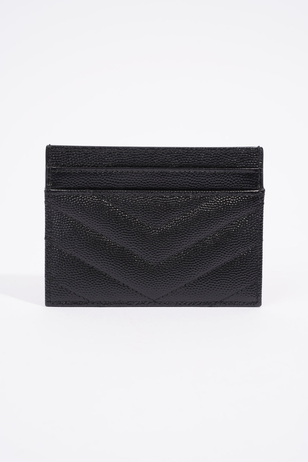 Saint Laurent Cassandre Card Holder Black Grained Leather