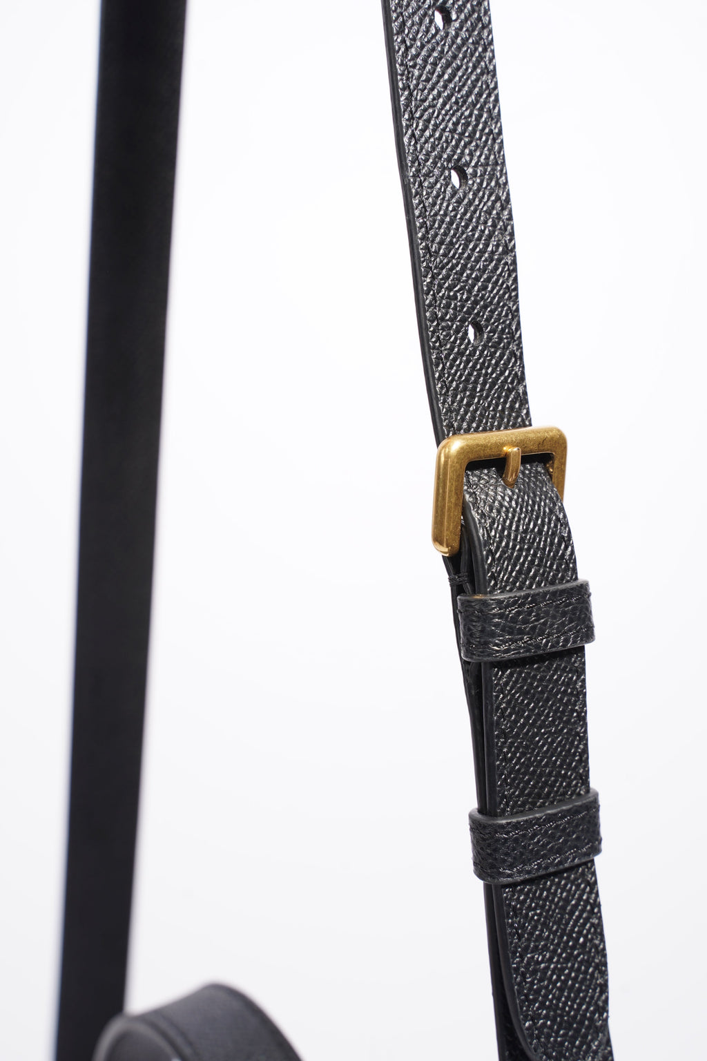 Christian Dior Saddle Bag With Strap Black Grained Leather
