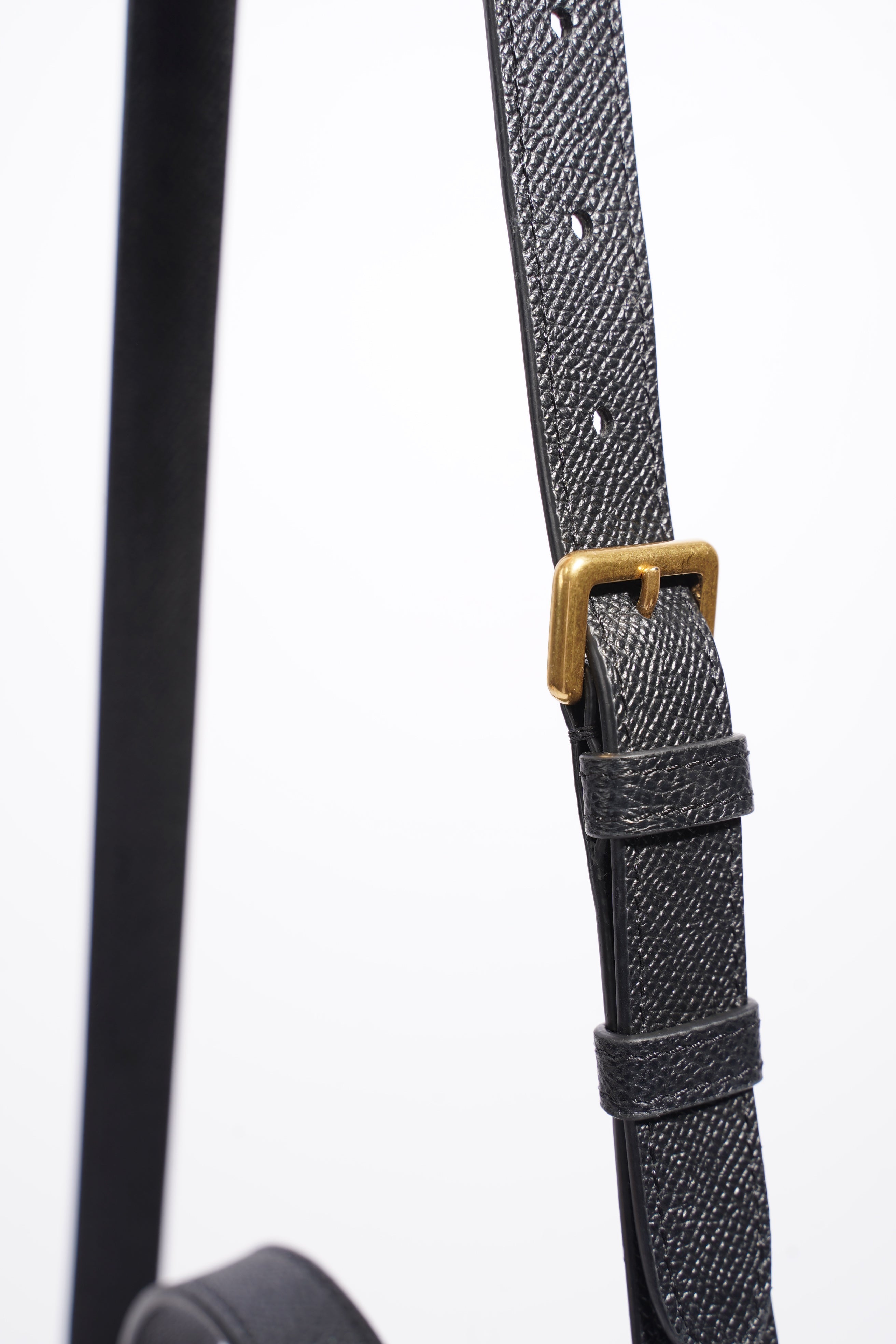 Christian Dior Saddle Bag With Strap Black Grained Leather