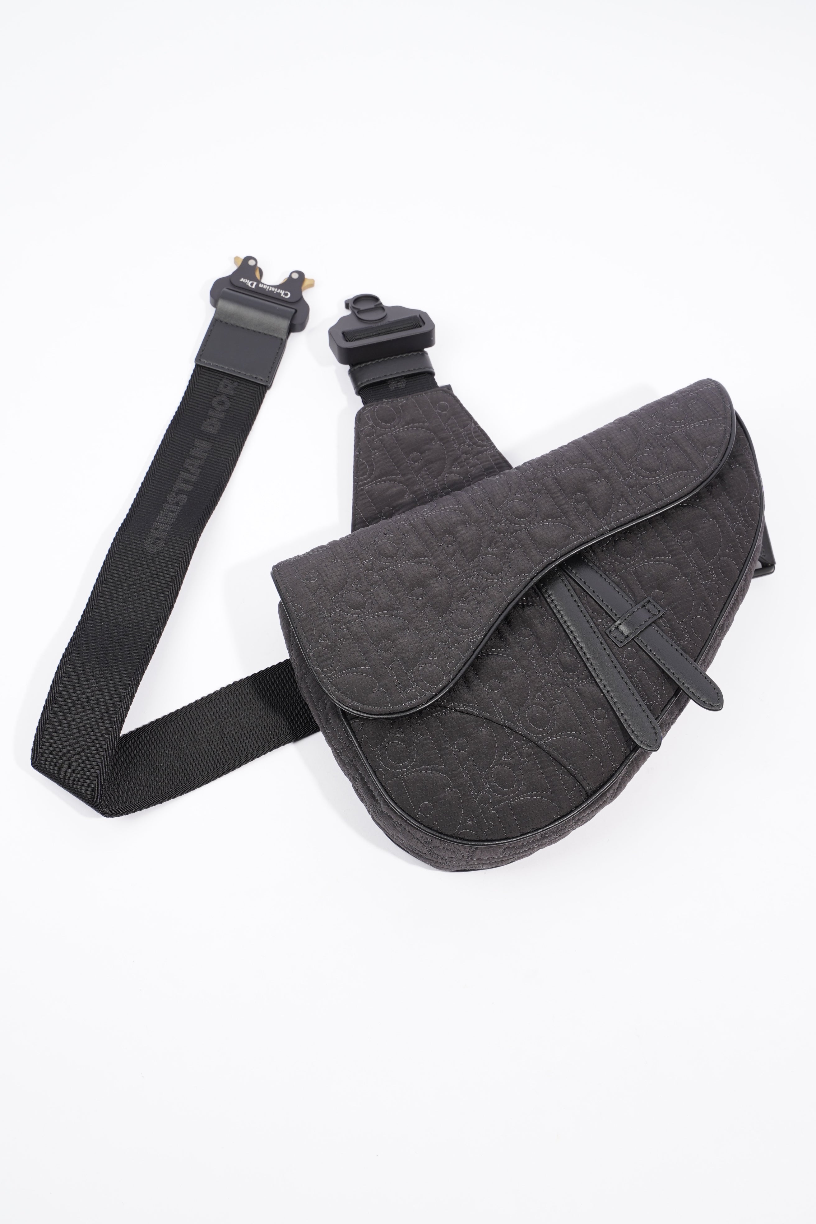 Christian Dior Saddle Bag Black Nylon
