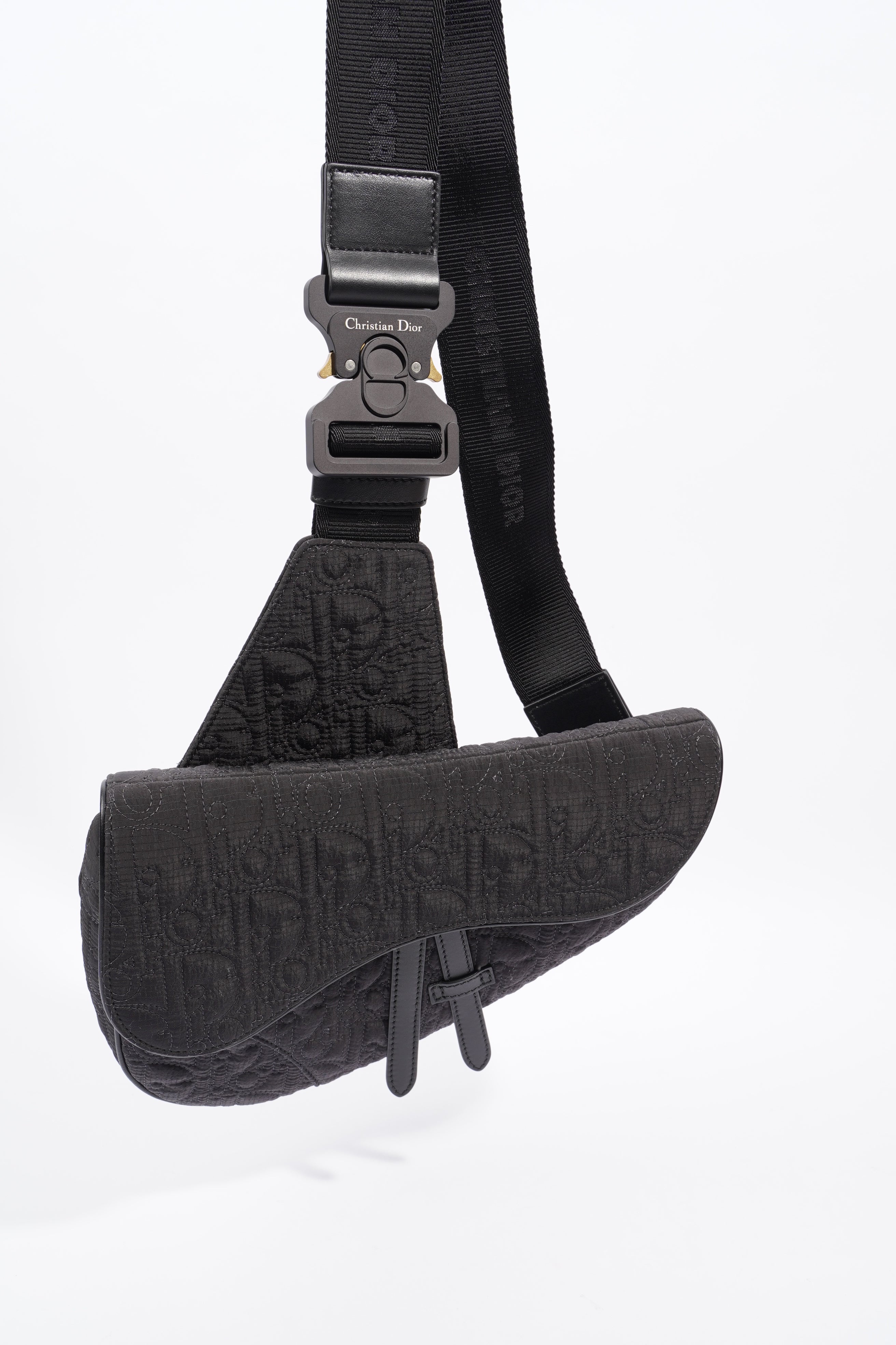 Christian Dior Saddle Bag Black Nylon