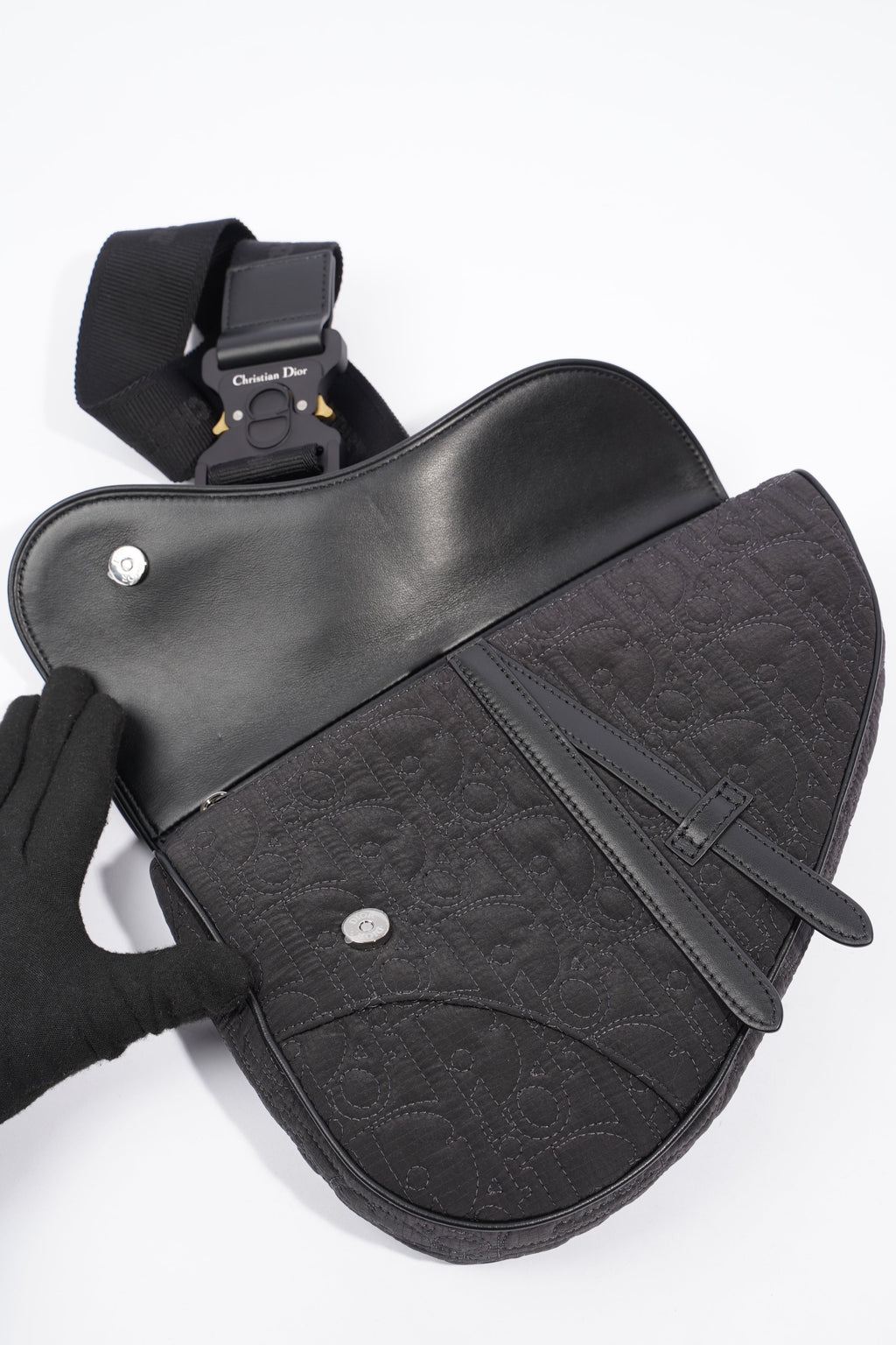 Christian Dior Saddle Bag Black Nylon