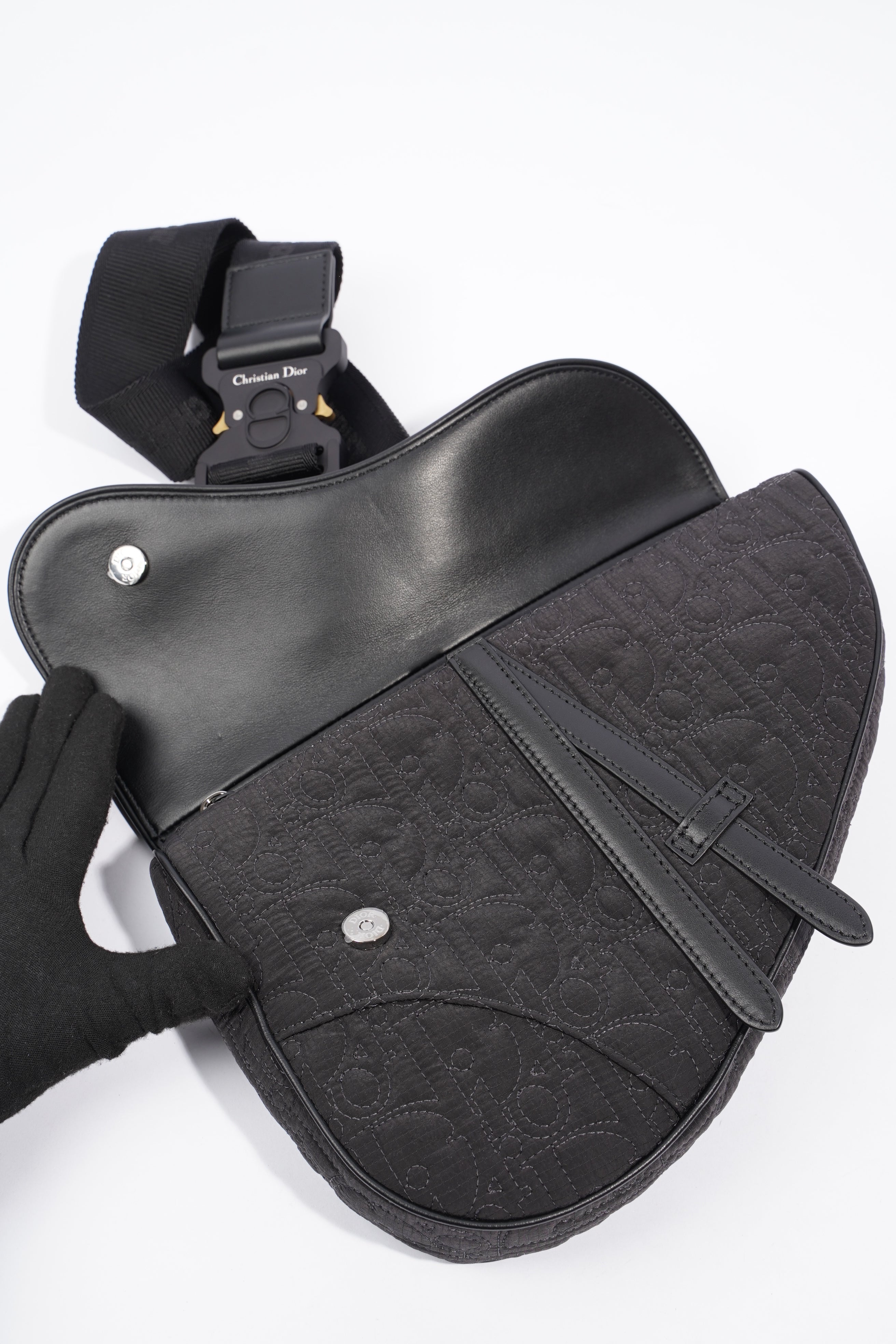 Christian Dior Saddle Bag Black Nylon