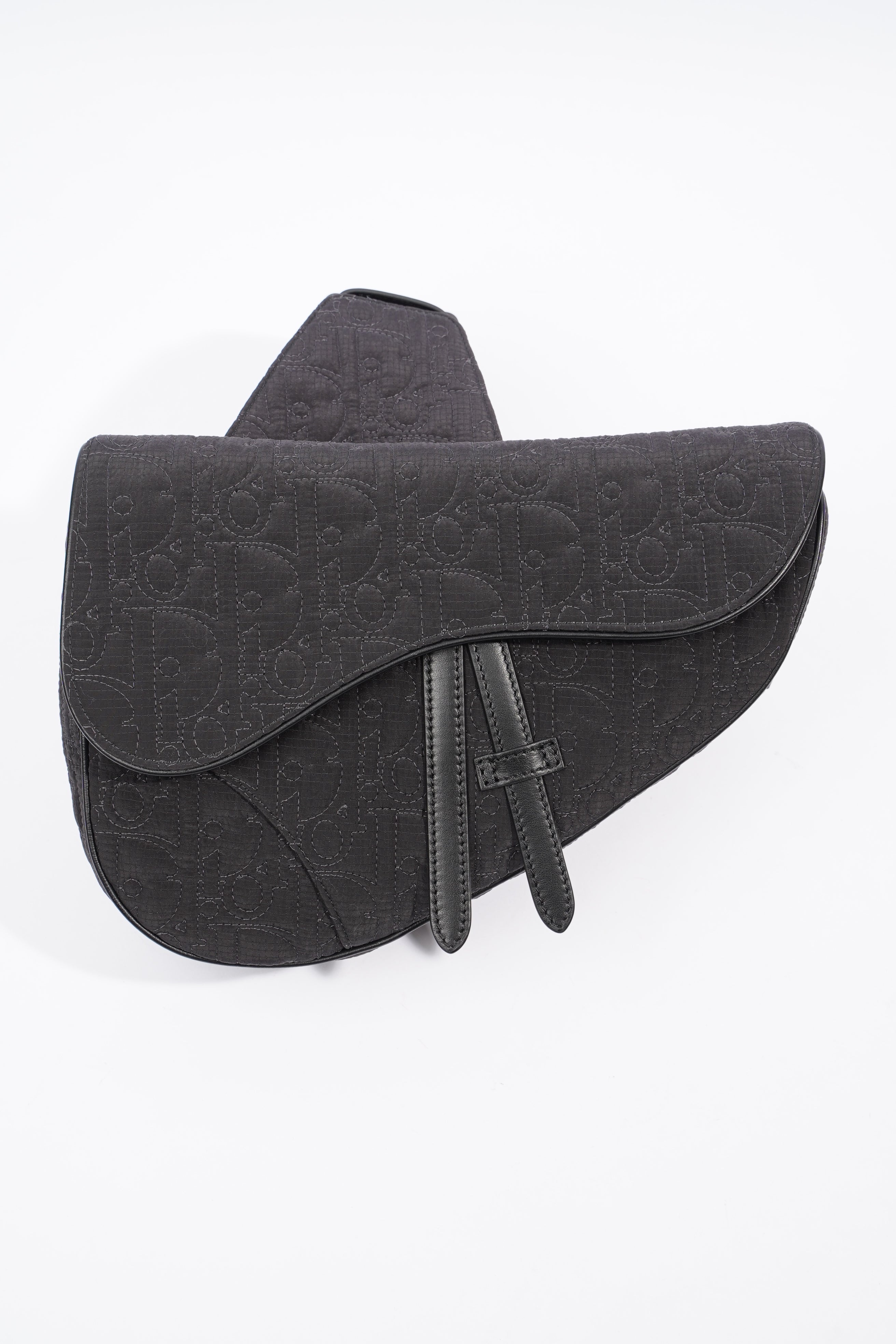 Christian Dior Saddle Bag Black Nylon