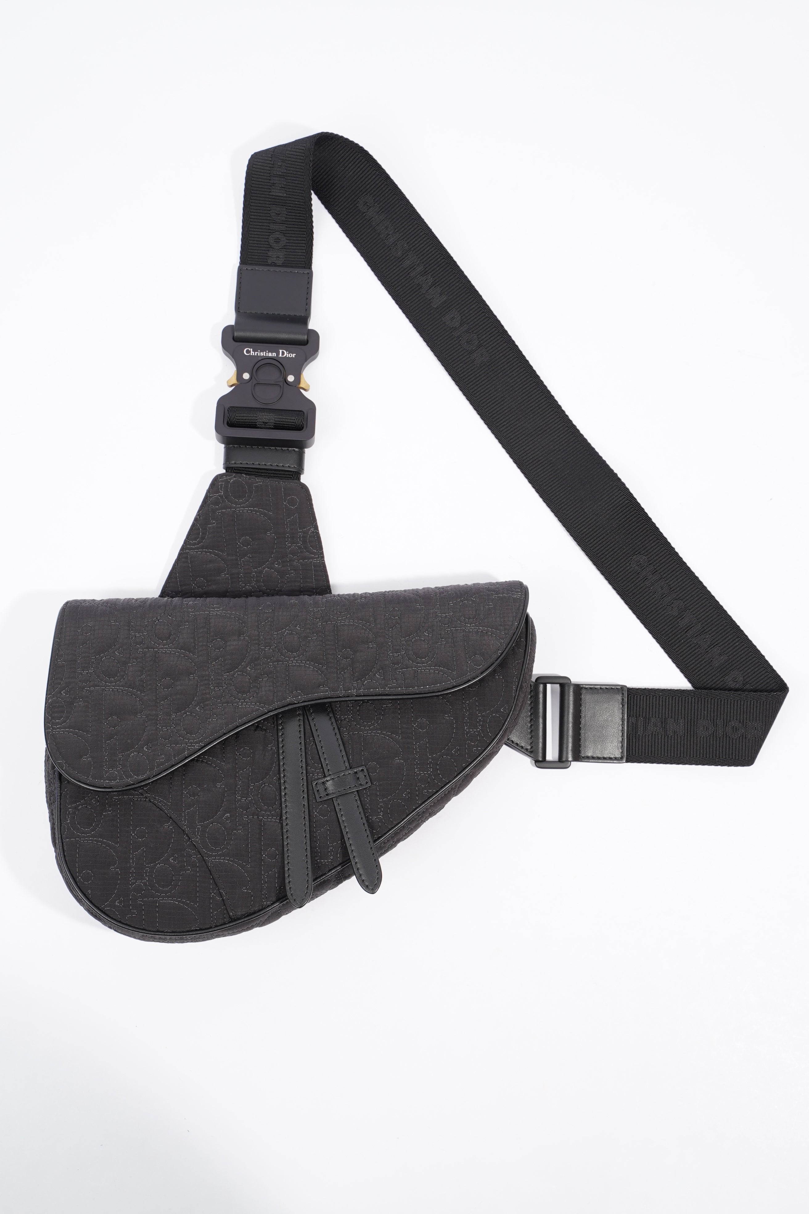 Christian Dior Saddle Bag Black Nylon