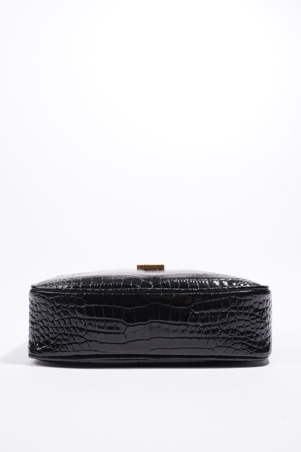 Saint Laurent Lou Camera Croc Black Embossed Leather Medium