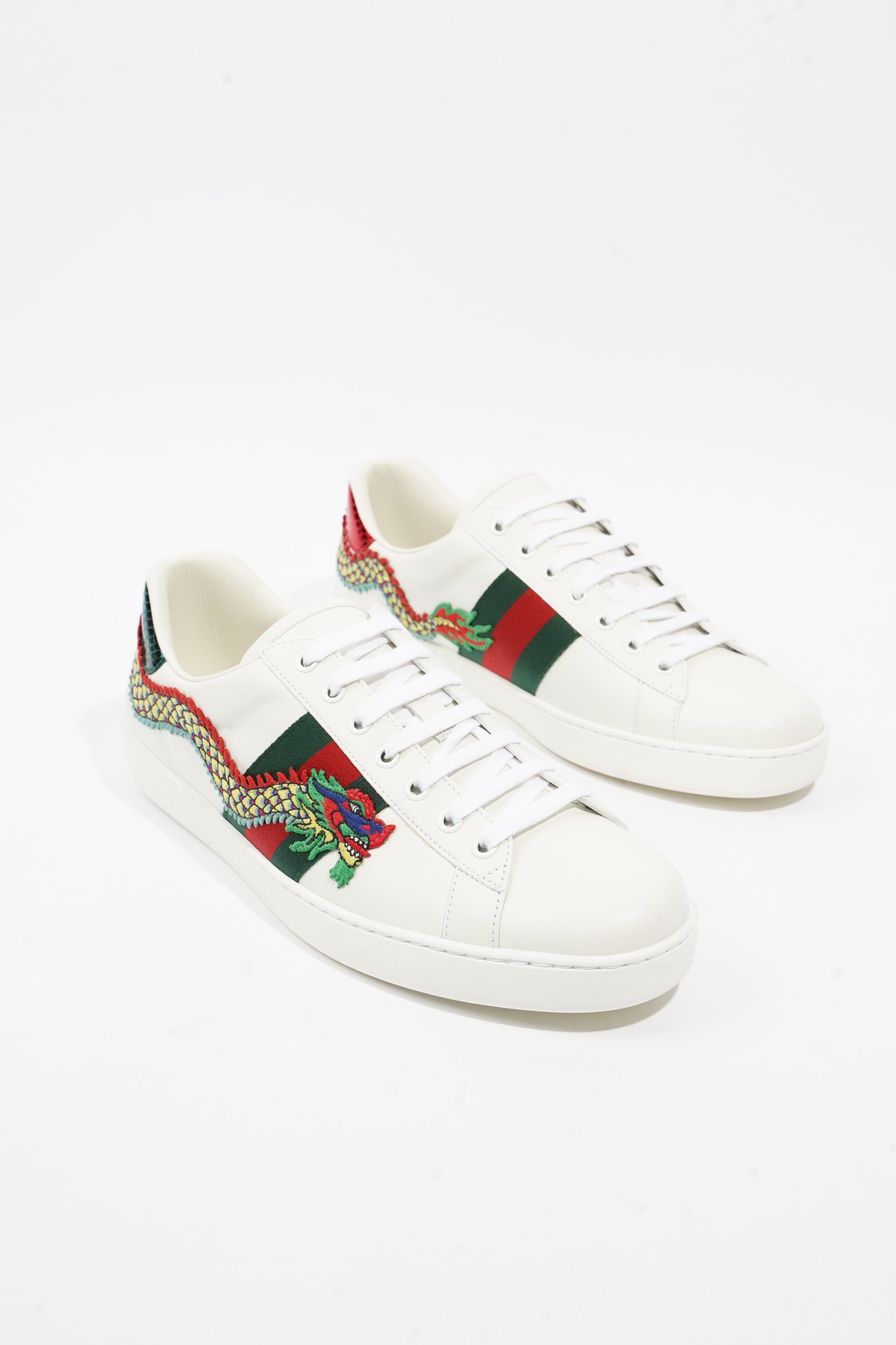 Gucci Ace Dragon White / Green / Red Leather EU 43 UK 9
