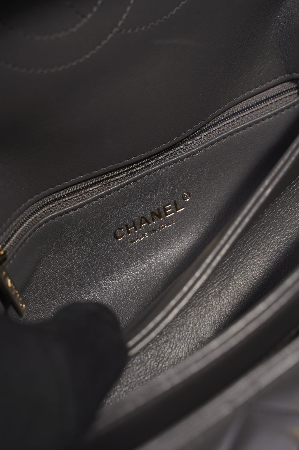 Chanel CC Trendy Bag Grey Lambskin Leather Small