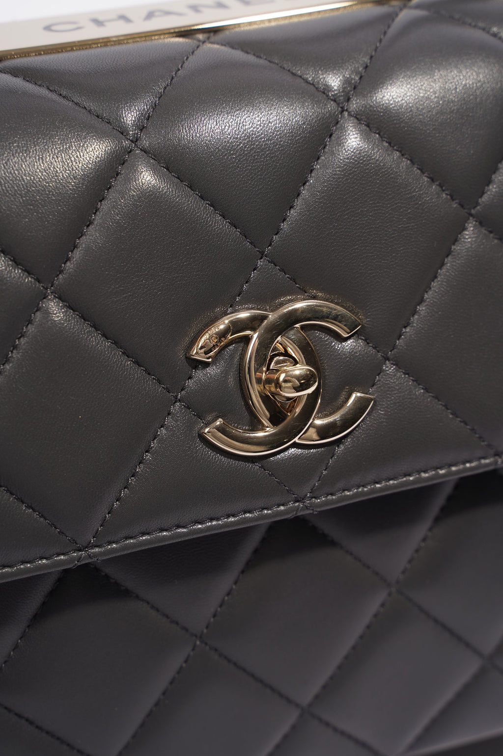 Chanel CC Trendy Bag Grey Lambskin Leather Small