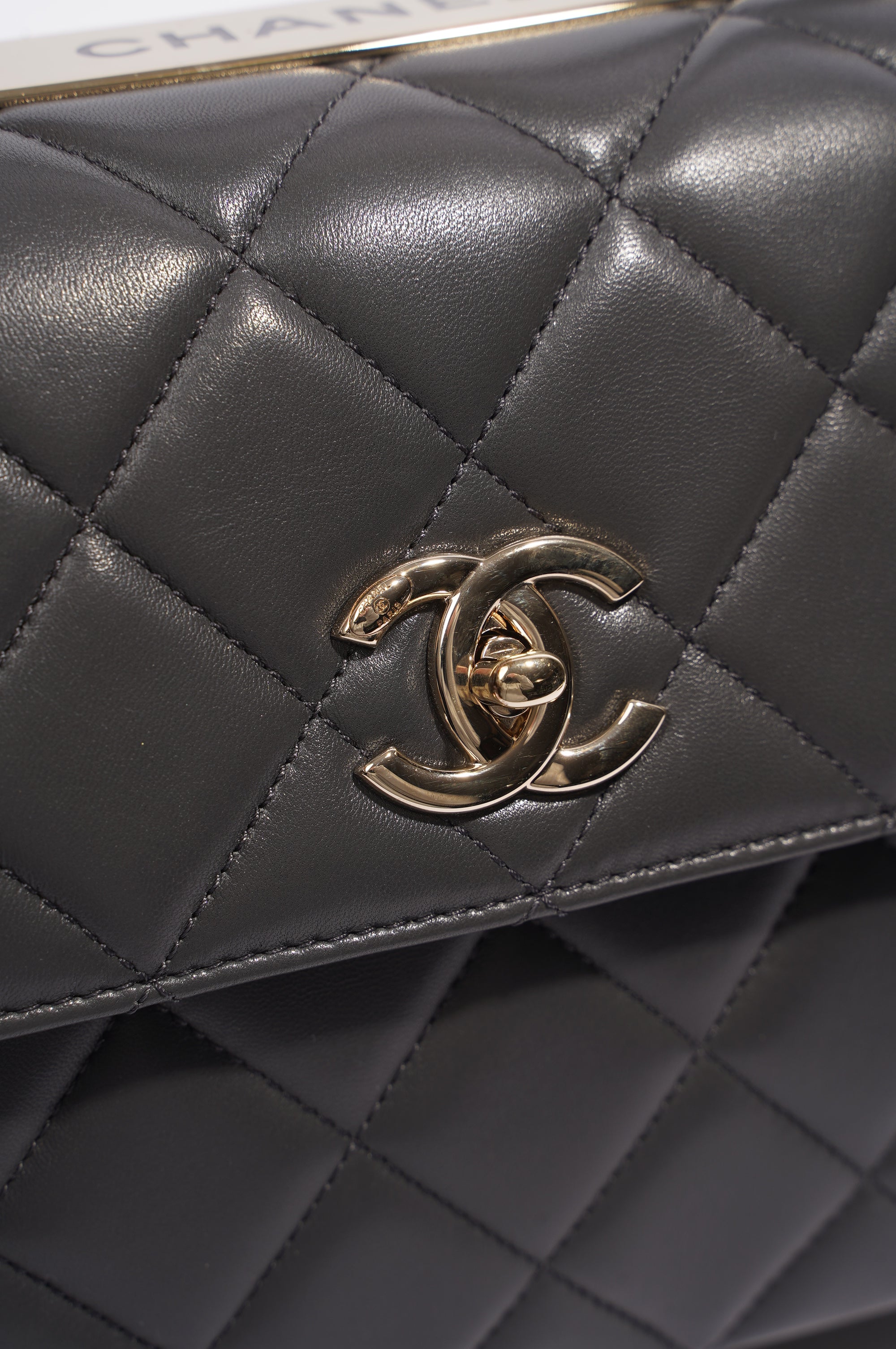 Chanel CC Trendy Bag Grey Lambskin Leather Small