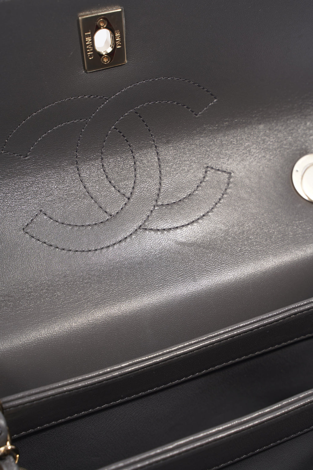 Chanel CC Trendy Bag Grey Lambskin Leather Small