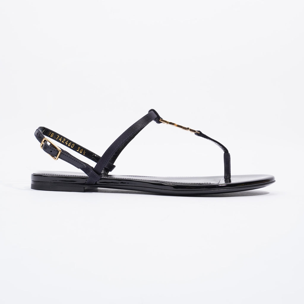Saint Laurent Cassandra Sandal Black Patent Leather EU 38.5 UK 5.5