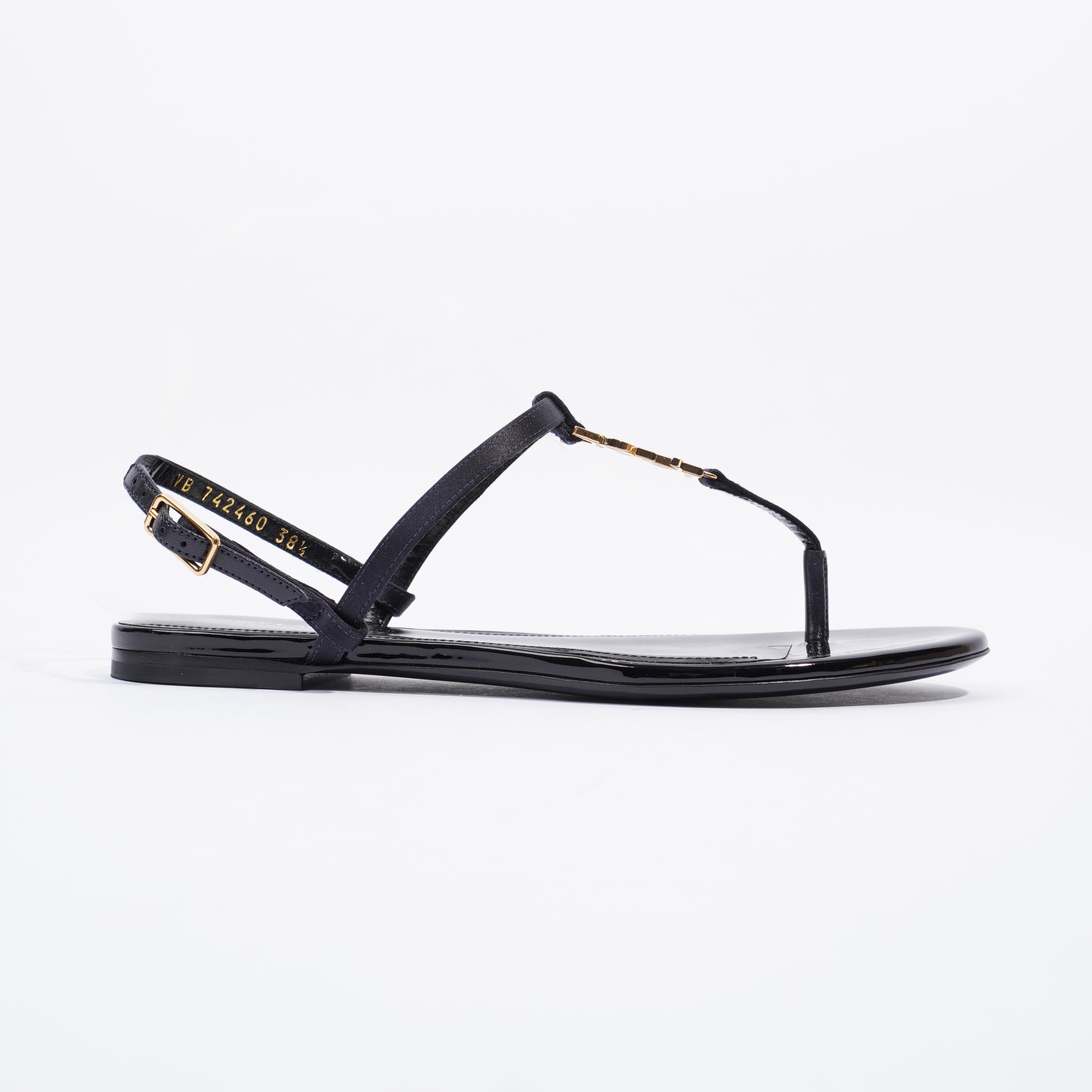 Saint Laurent Cassandra Sandal Black Patent Leather EU 38.5 UK 5.5