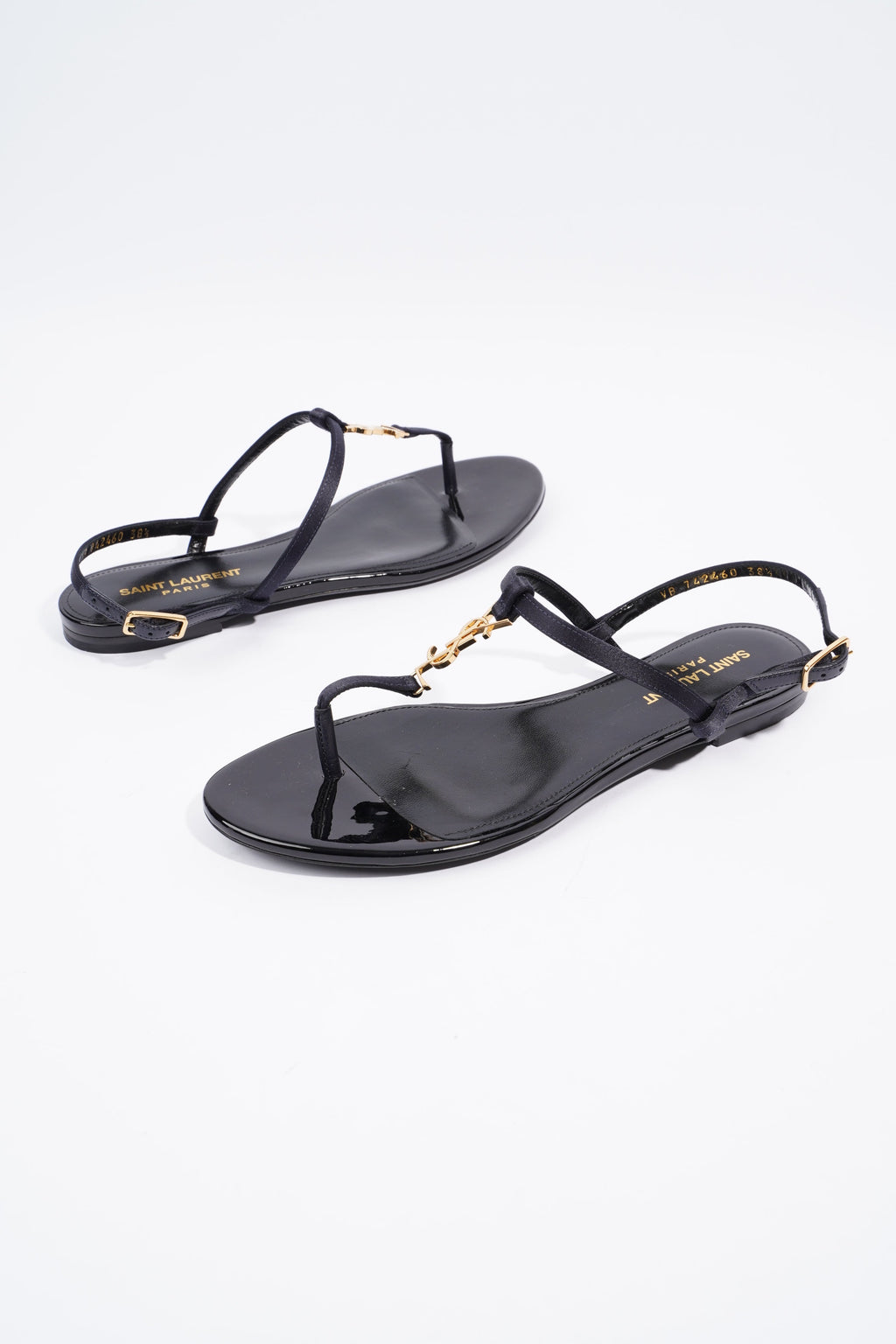 Saint Laurent Cassandra Sandal Black Patent Leather EU 38.5 UK 5.5