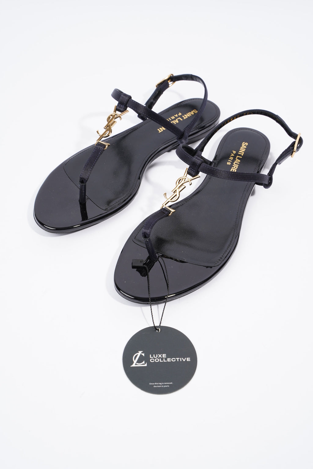 Saint Laurent Cassandra Sandal Black Patent Leather EU 38.5 UK 5.5